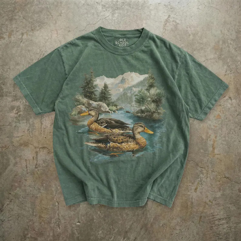 Mallard Ducks Vintage Comfort Tee Shirt Unisex Wildlife Bird