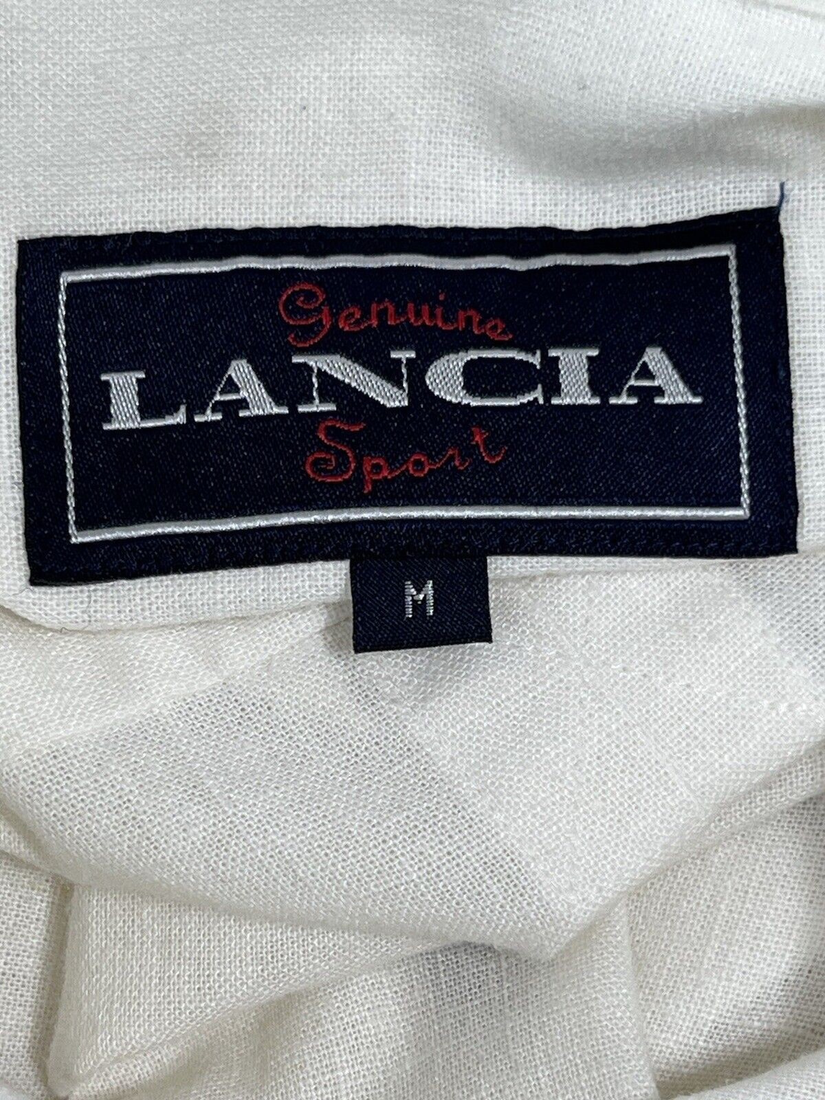 Lancia Genuine Sport Long Sleeve Button Down Linen Blend Shirt Off White Medium
