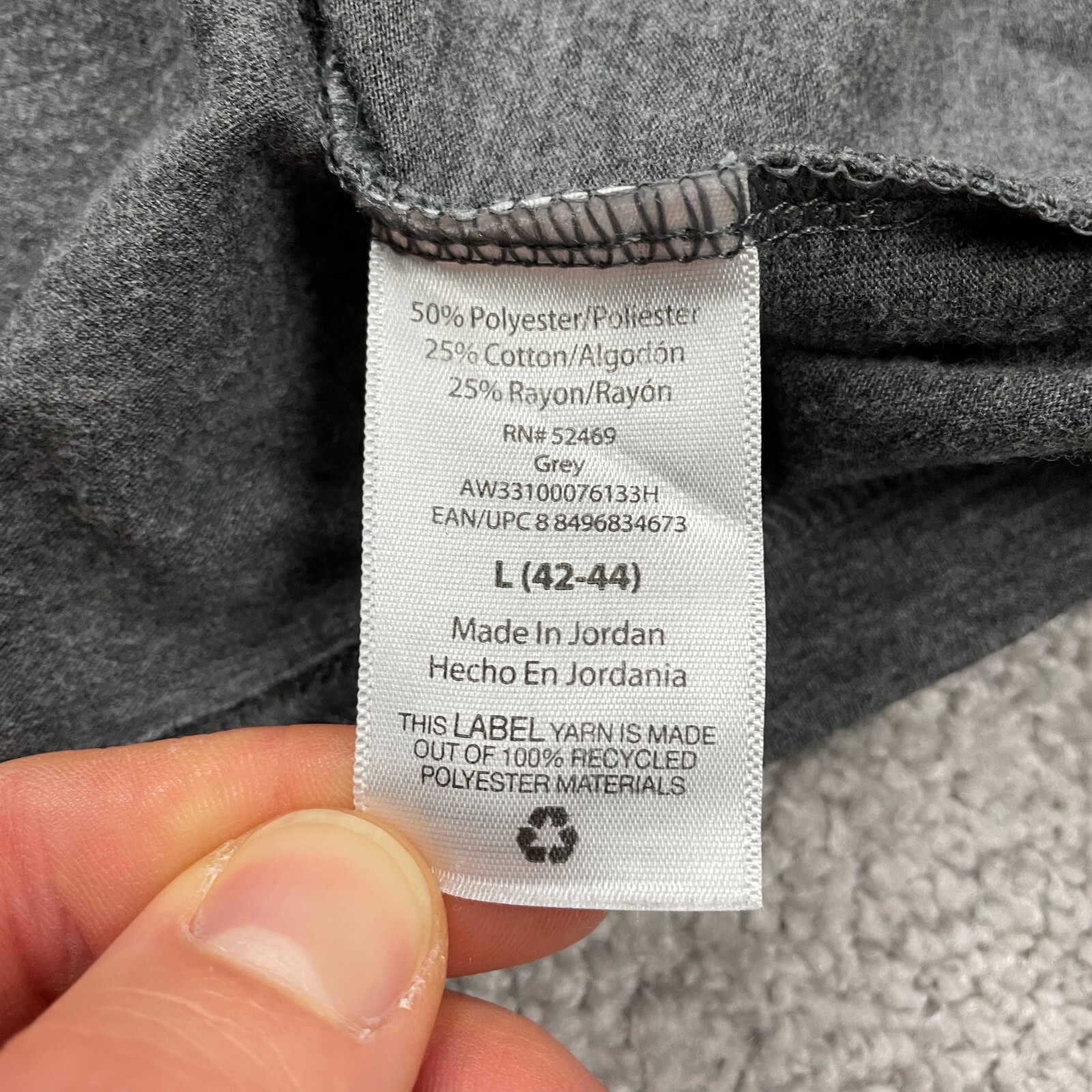 Athletic Works Driworks Basic Tee T-Shirt Mens Large Gray Long Sleeve Active Top