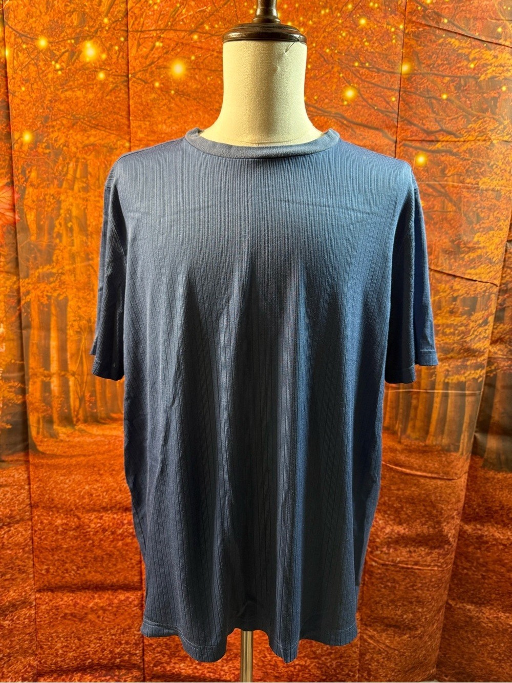 croft & barrow Navy Ribbed Short Sleeve Crewneck Tee