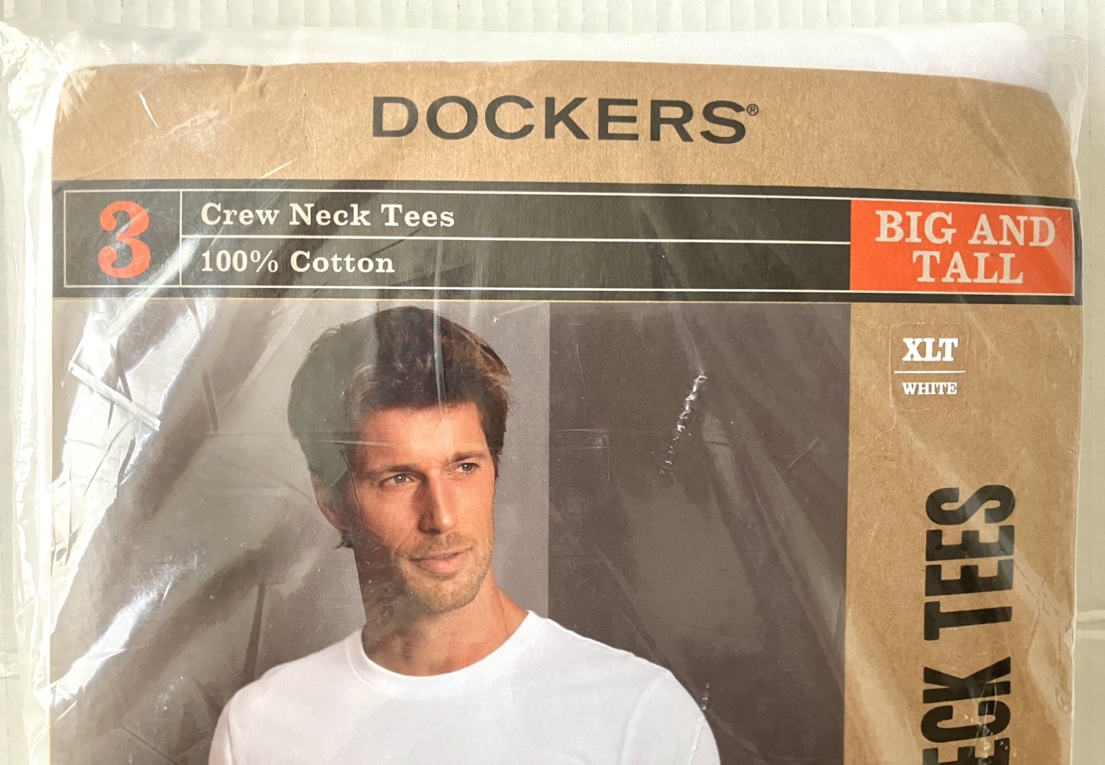 Dockers XLT Big & Tall 100% Cotton Crew neck T-shirts 3-Pack New w/Package White
