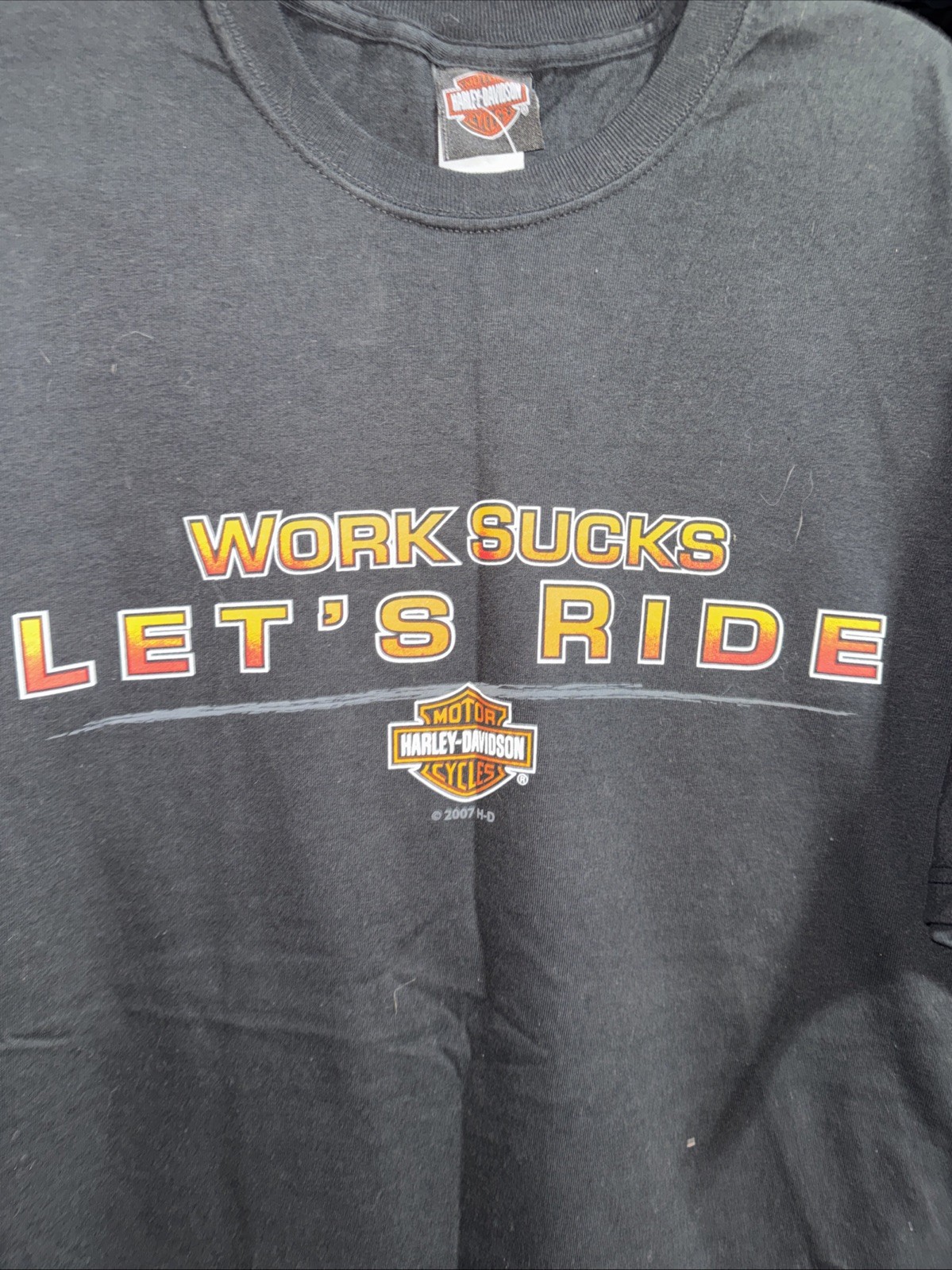 Vintage Y2K Harley Davidson NWT “work Sucks Let’s Ride” Bahrain Shirt Size Xl