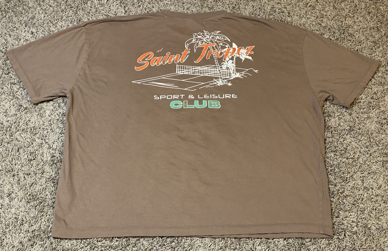 Asos Shirt Mens Large Brown Saint Tropez Sport & Leisure Club Oversized Design