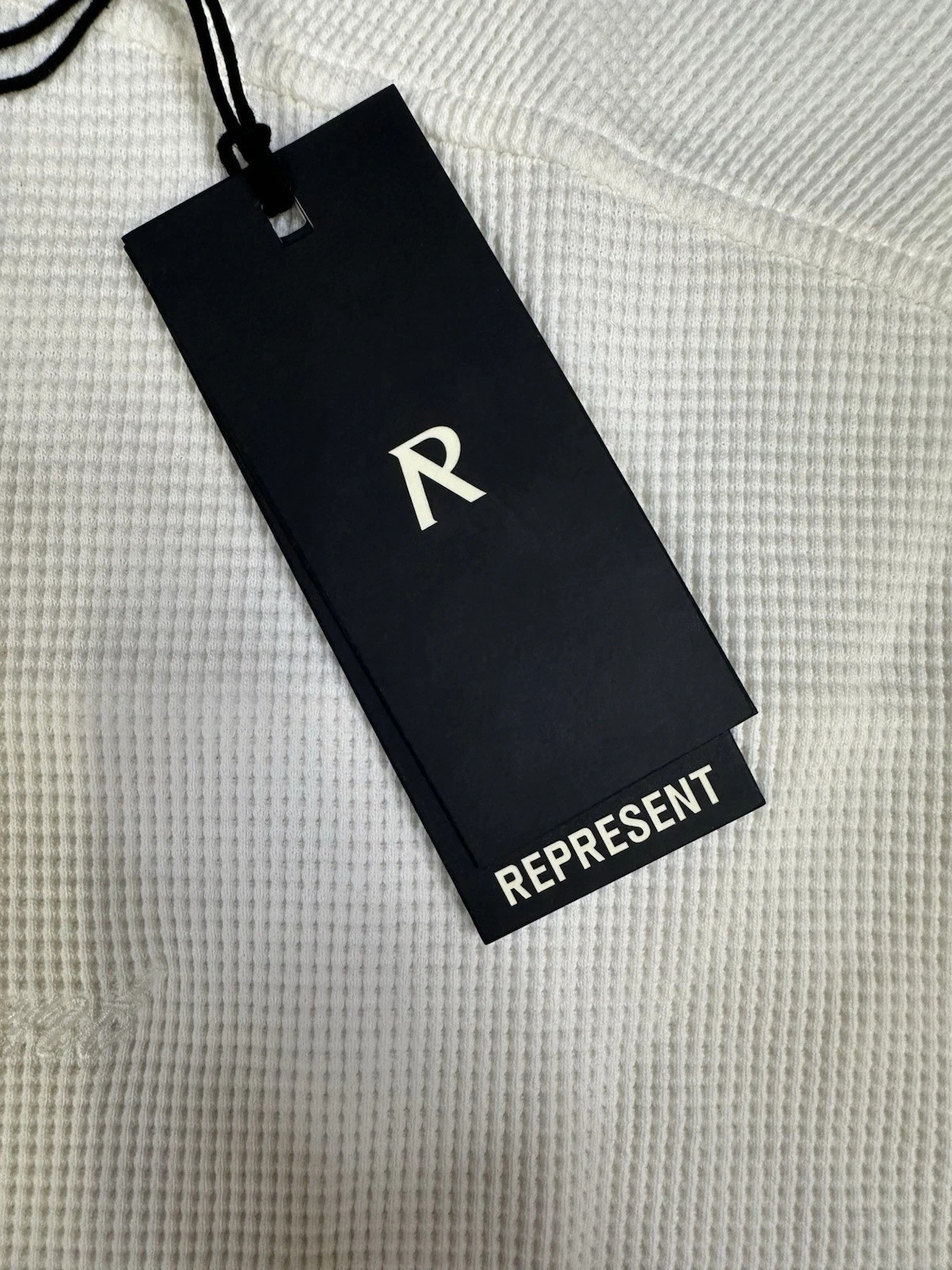 Represent Waffle T-Shirt Flat White Mens Size Small Oversized Boxy Fit NEW