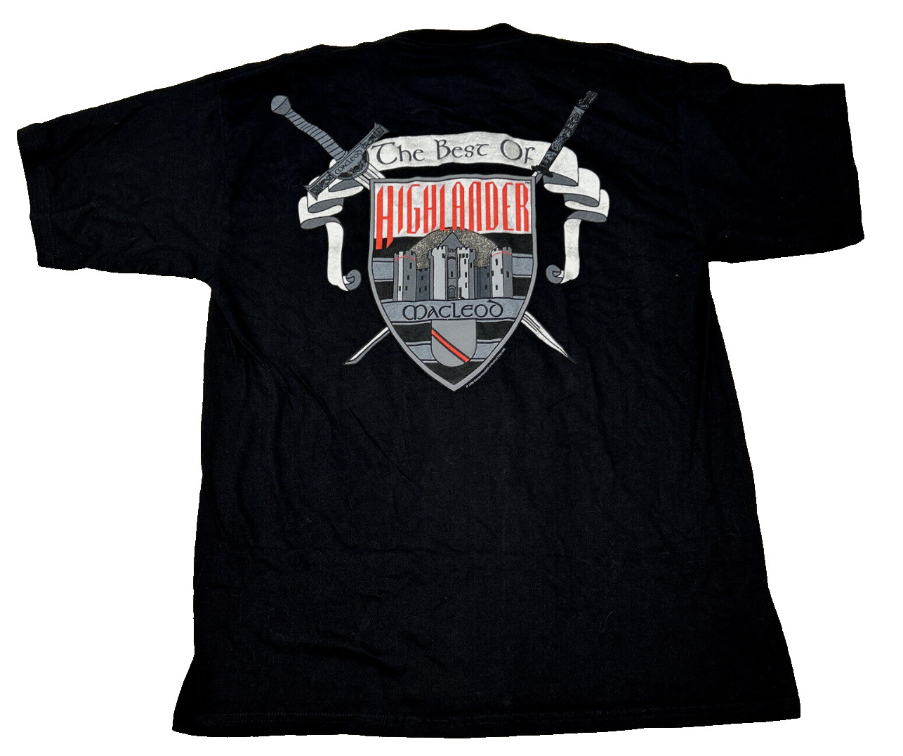 VINTAGE 1990s Highlander Shirt Mens XL Black The Best Of 90s 1999 TV Movie Promo
