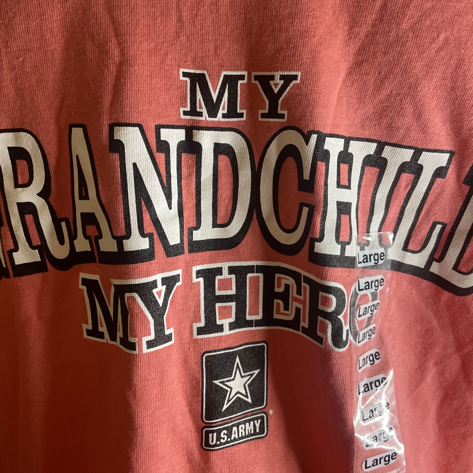 Size Large- Official Licensed US Army T-Shirt “My Grandchild My Hero” Unisex