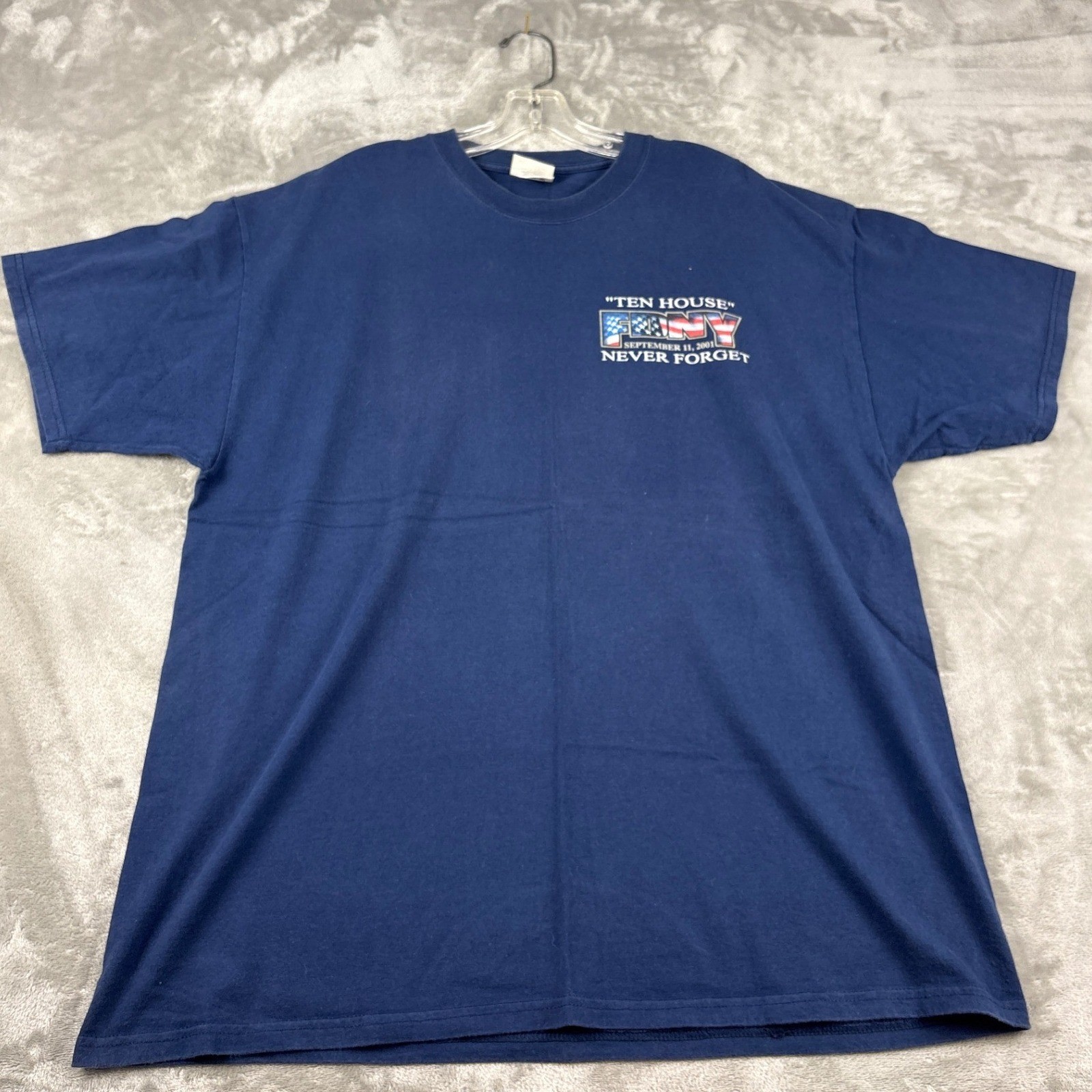 Port and Company FDNY Ten House 9/11 Never Forget T-Shirt Navy Blue Mens XL