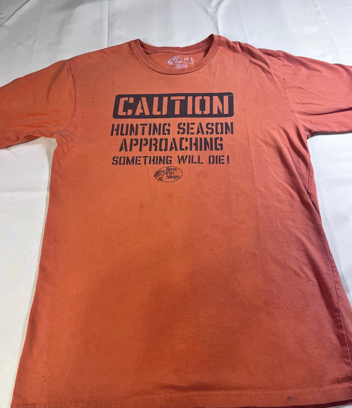 Bass Pro Shops Hunting Season Approaching T Shirt Medium Orange Cotton Tee