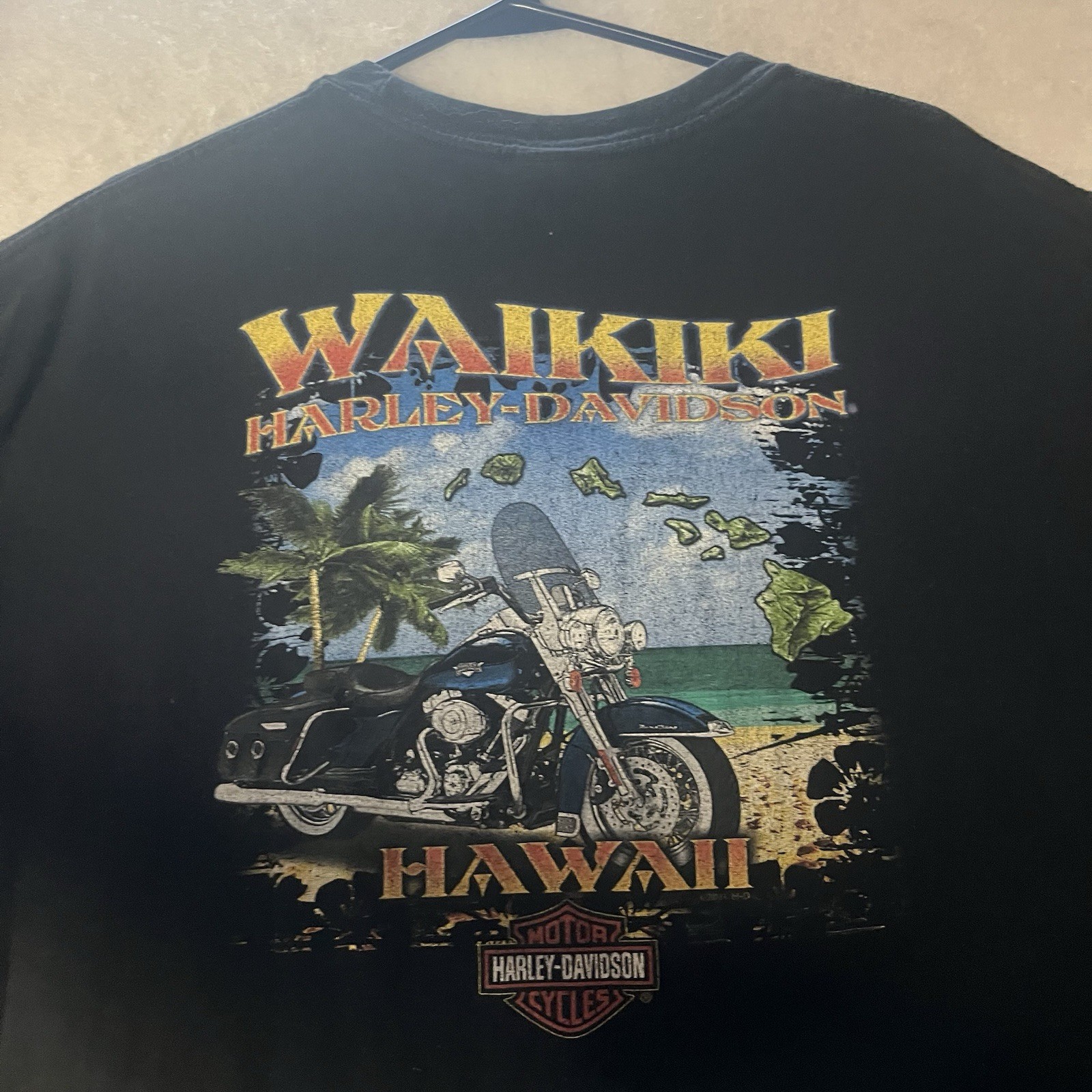 Harley Davidson Waikiki Hawaii Motorcycle Shirt Black Men’s Size 2XL
