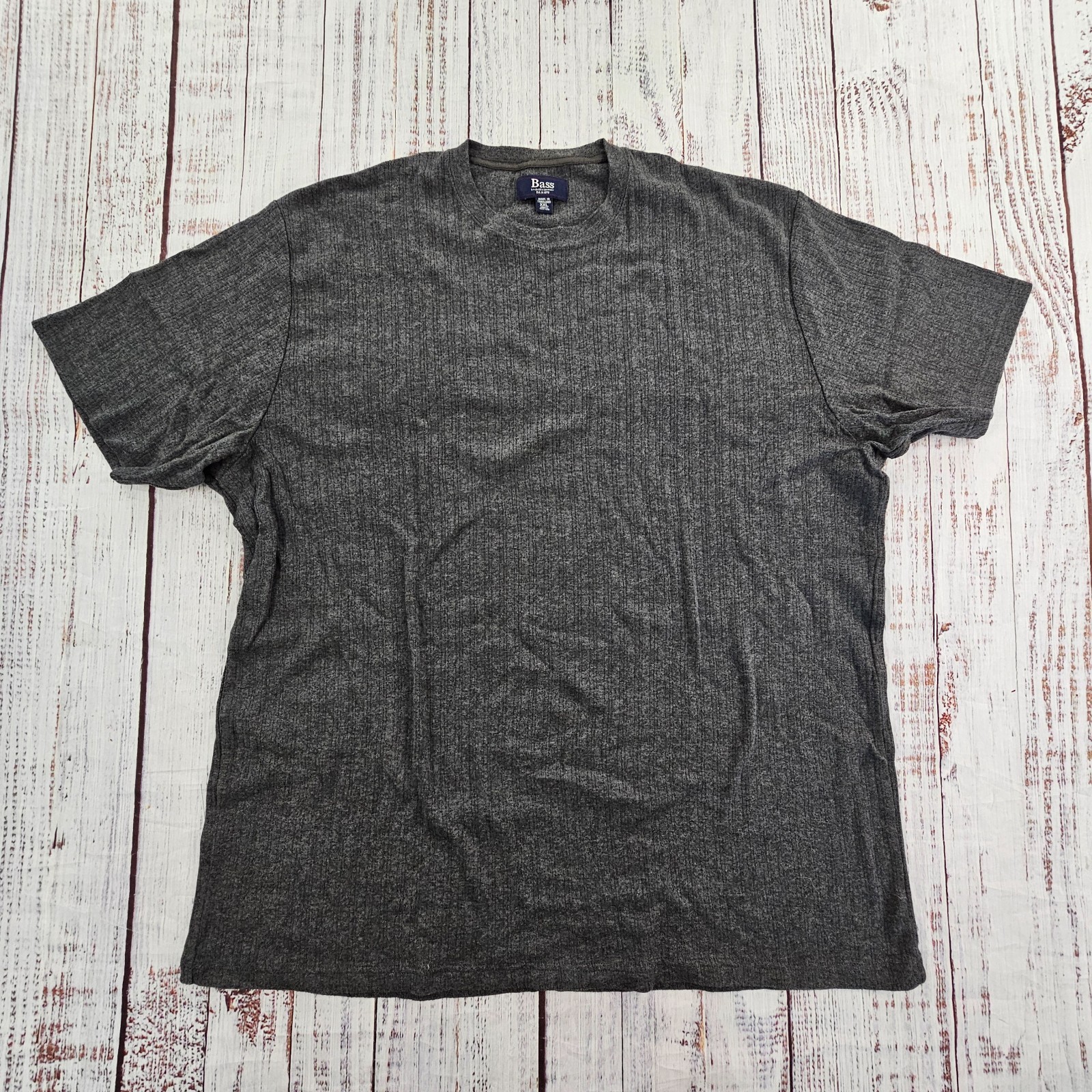 G.H Bass & Co Charcoal Ribbed Knit Short Sleeve Cotton Tee Men&rsquo;s XXL