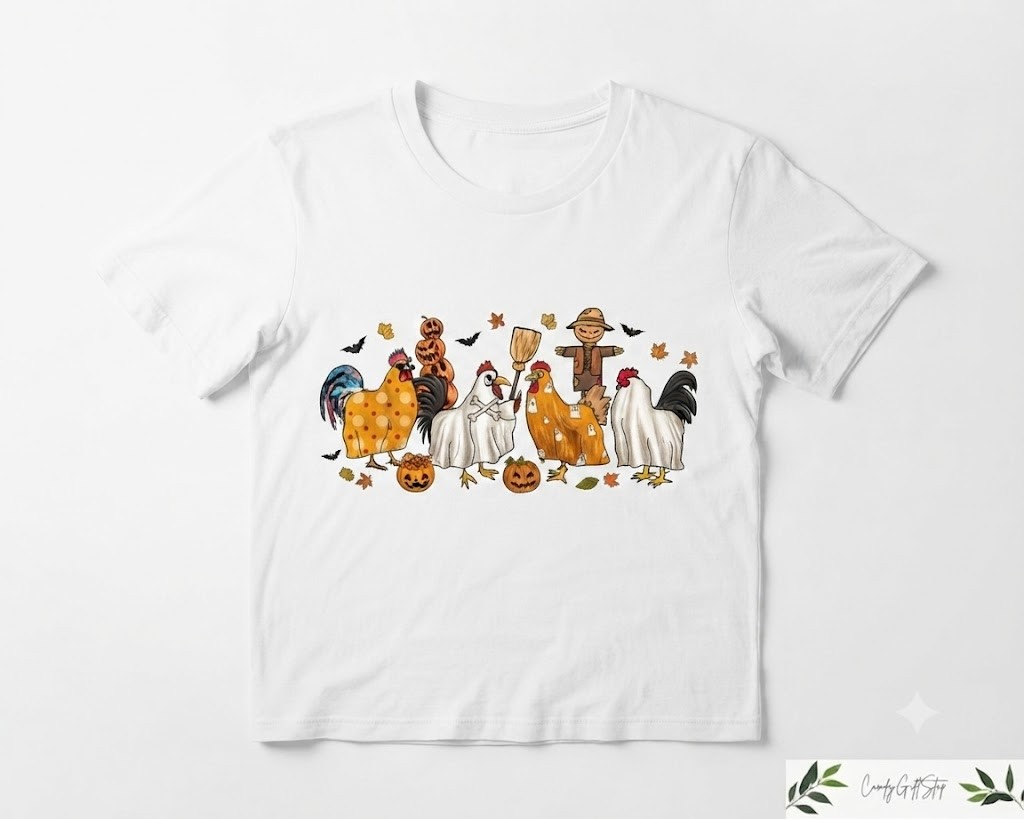 Retro Cute Halloween Chicken T-Shirt, Chicken Lover Halloween Gift Farmer