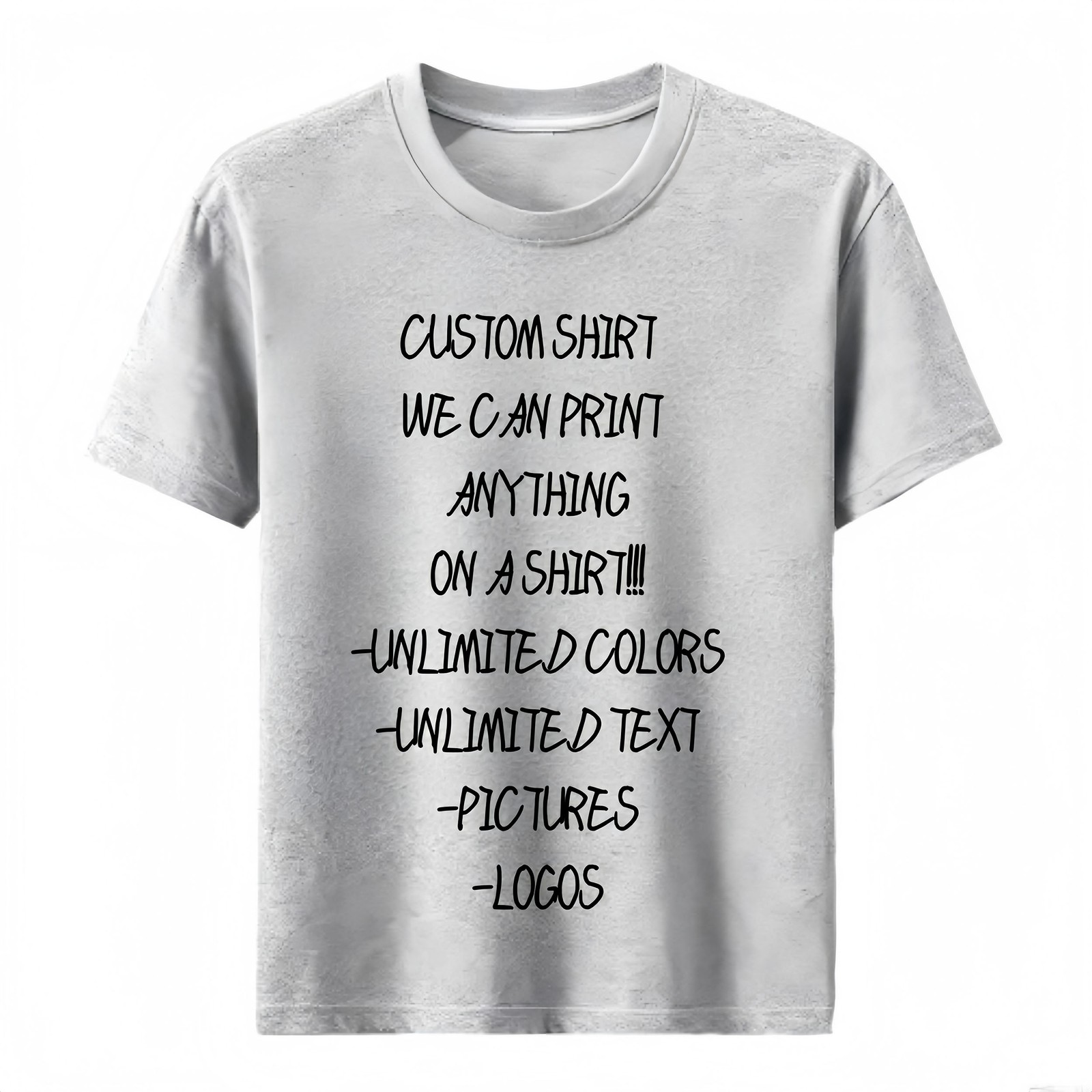 Personalized Text Photo Logo Custom T-Shirt Heat Transfer Print Unisex Gift Tee