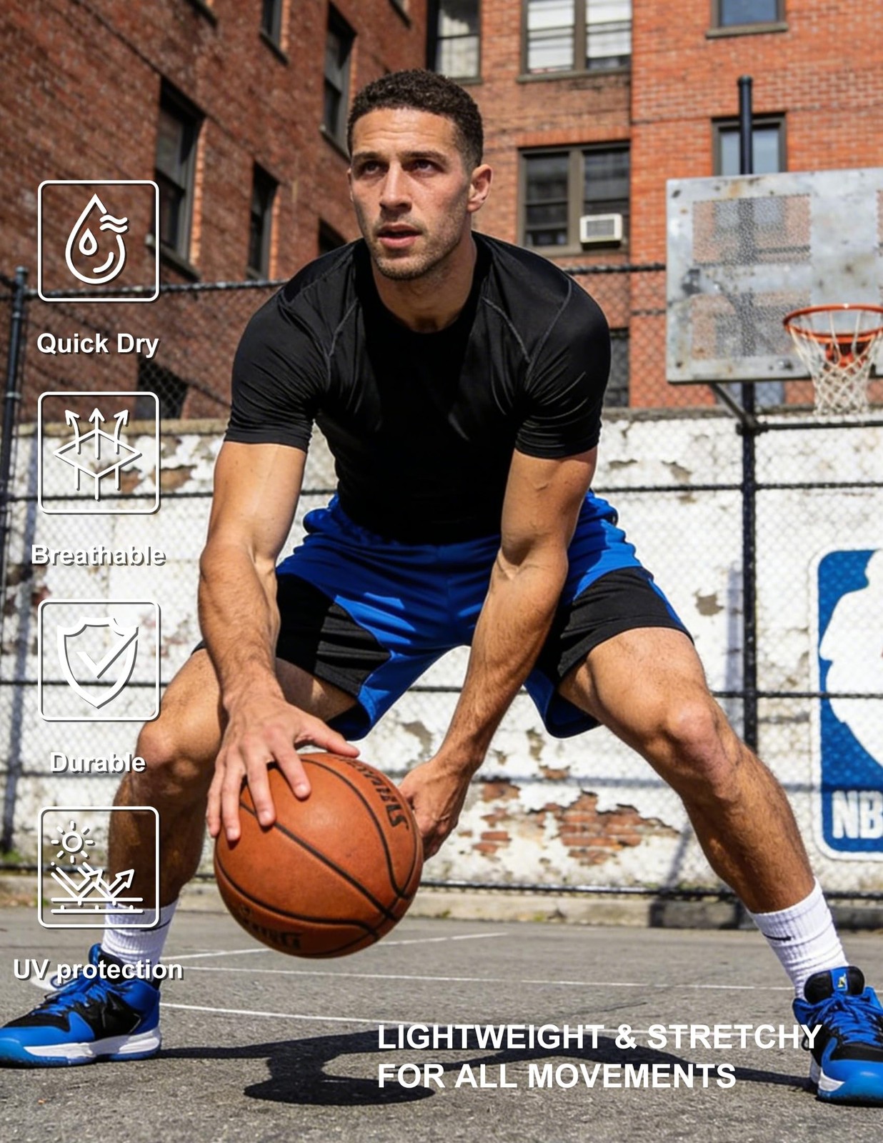4 Pack Men&rsquo;s Compression Shirts Short Sleeve Cool Dry Workout TShirt Undershi…