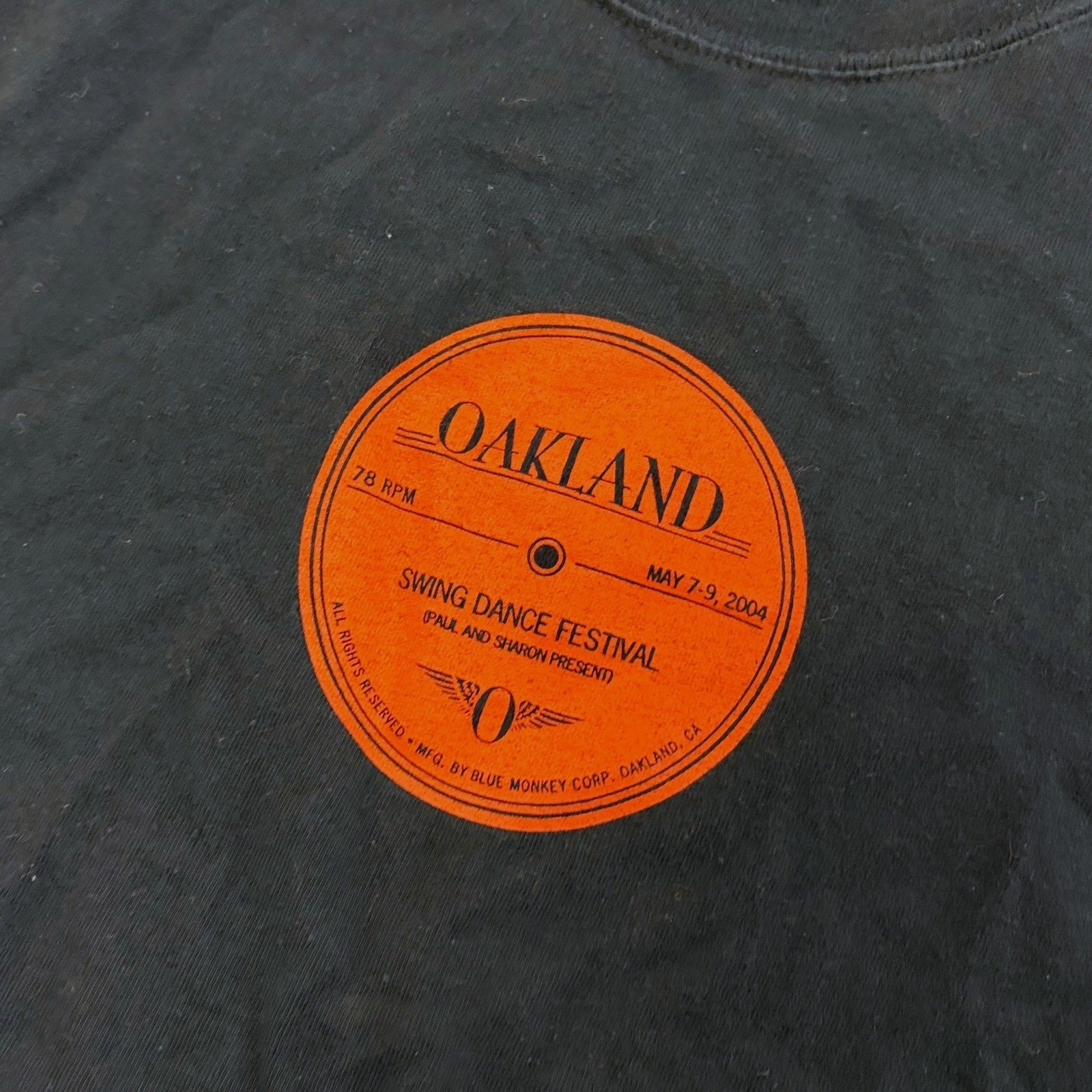 Vintage 2004 Oakland Swing Dance Festival Hanes Beefy-T Shirt Black XL Record