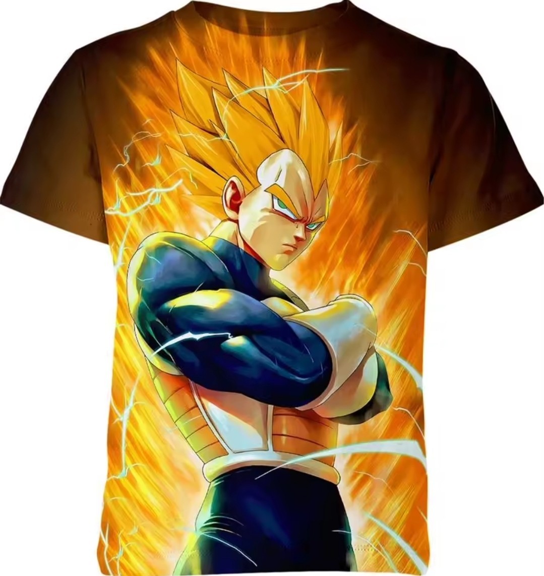Dragon Ball Z Vegeta Men&rsquo;s T-Shirt Yellow New Jersey Size M