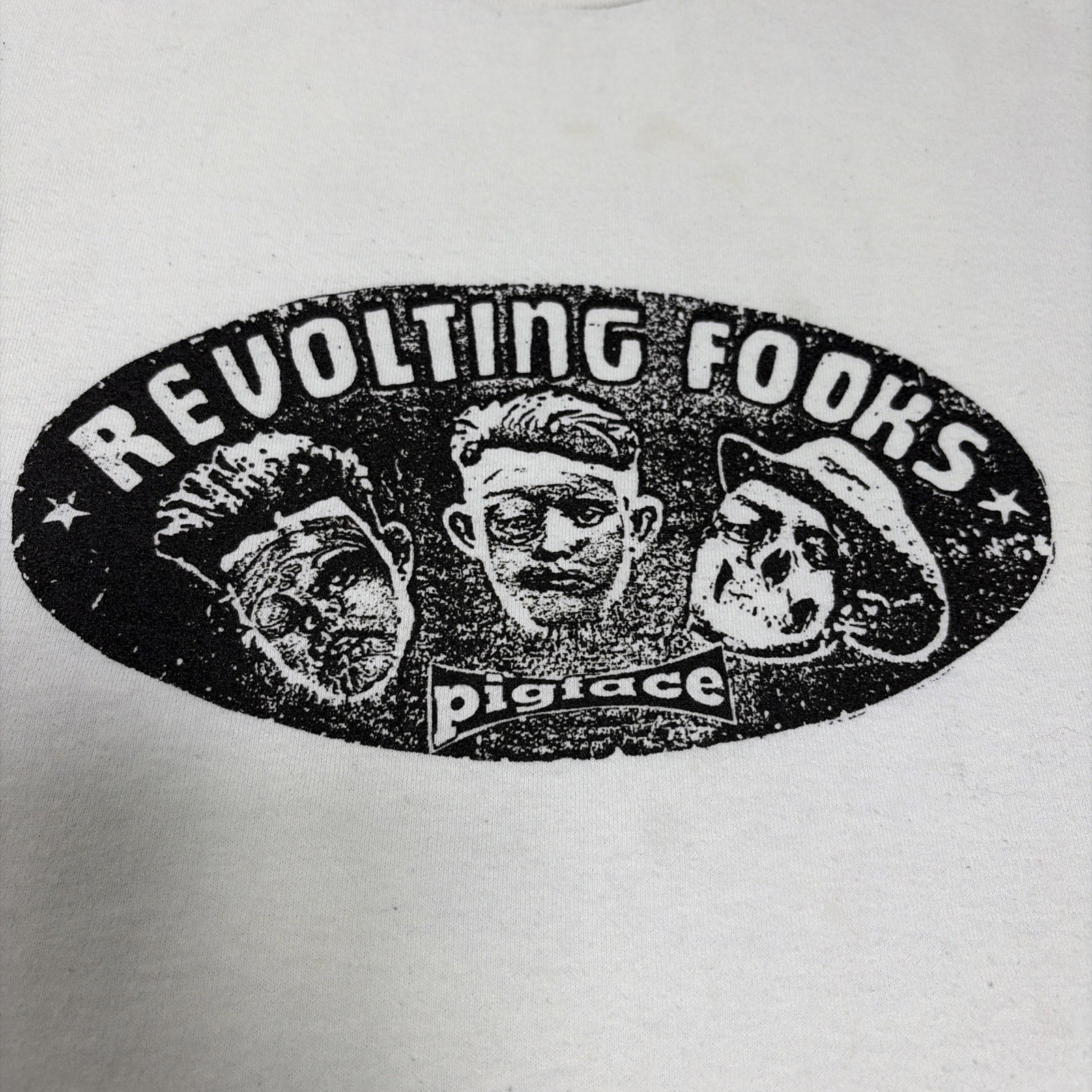 Pigface Revolting Cocks Fooks Band Logo size XL White T Shirt Rare Industrial