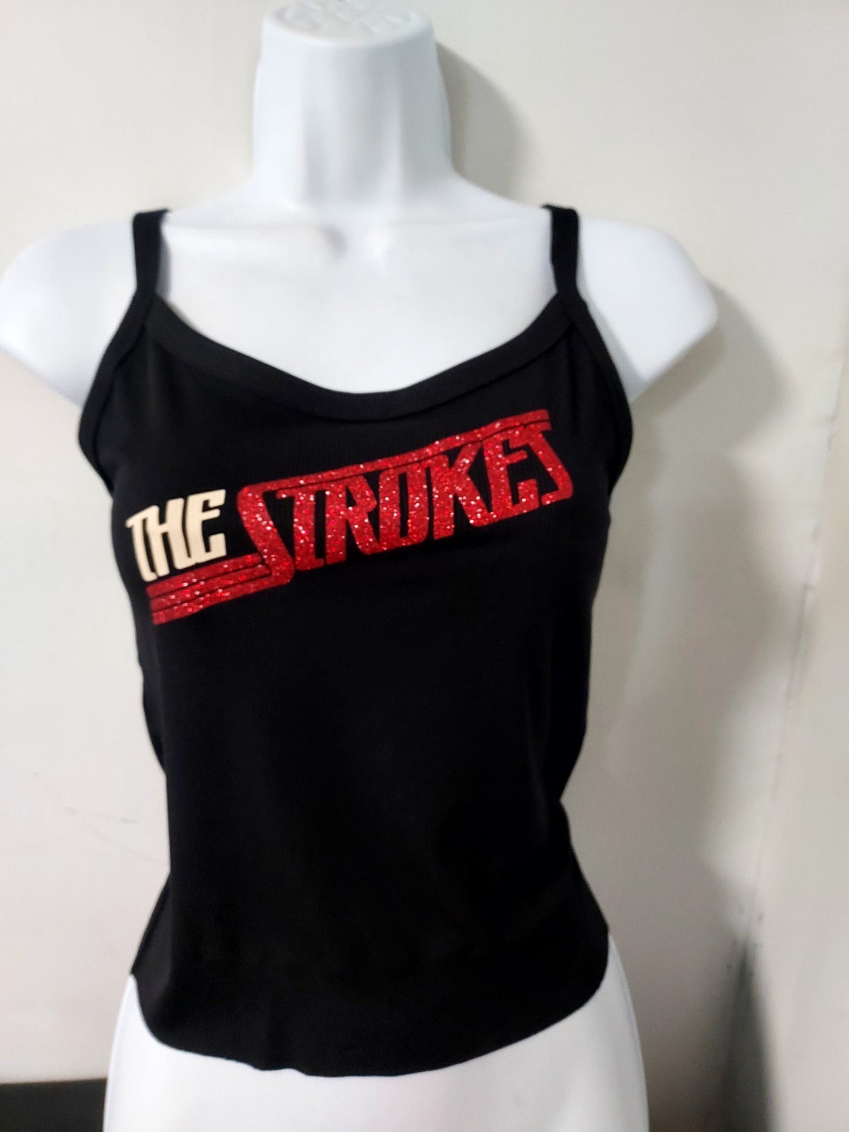 The strokes tank top the strokes crop top red glitter sparkles Shirt Xs_3xl