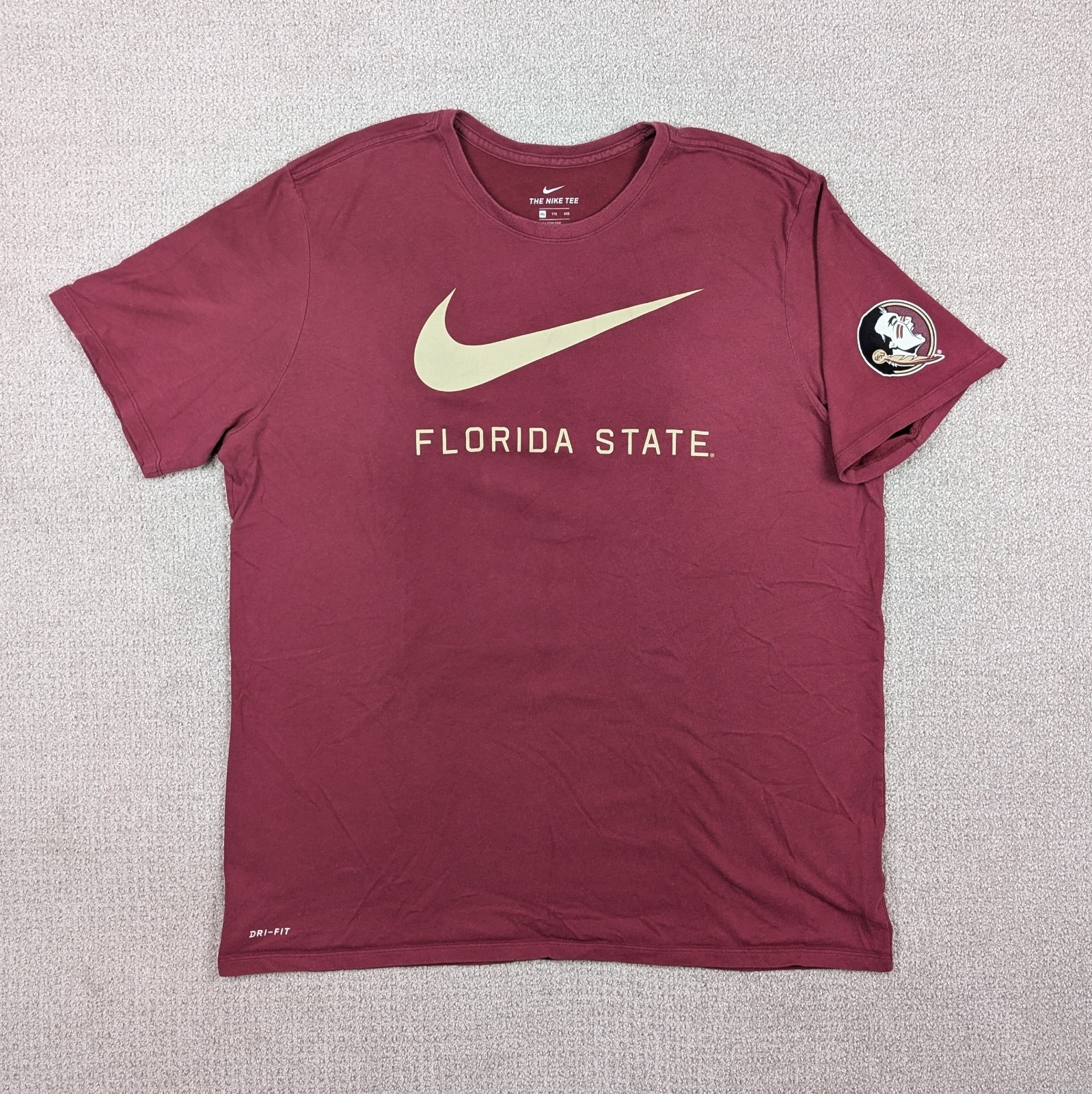 Nike Florida State FSU Seminoles Center Swoosh Men&rsquo;s XXL Shirt Dri-Fit Garnet