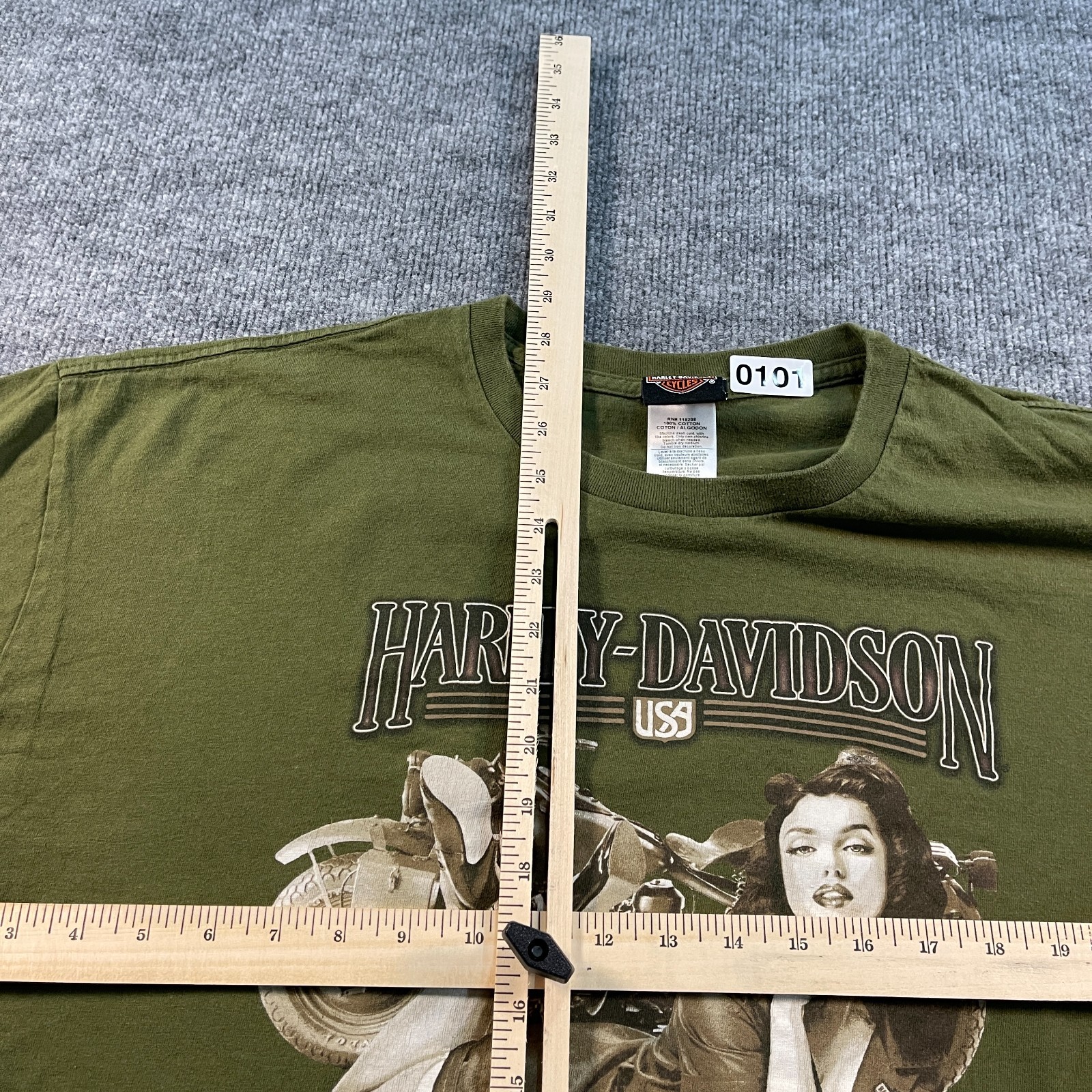 Harley-Davidson Motorcyle Shirt 2XL 26×29 Green Quantico Virginia