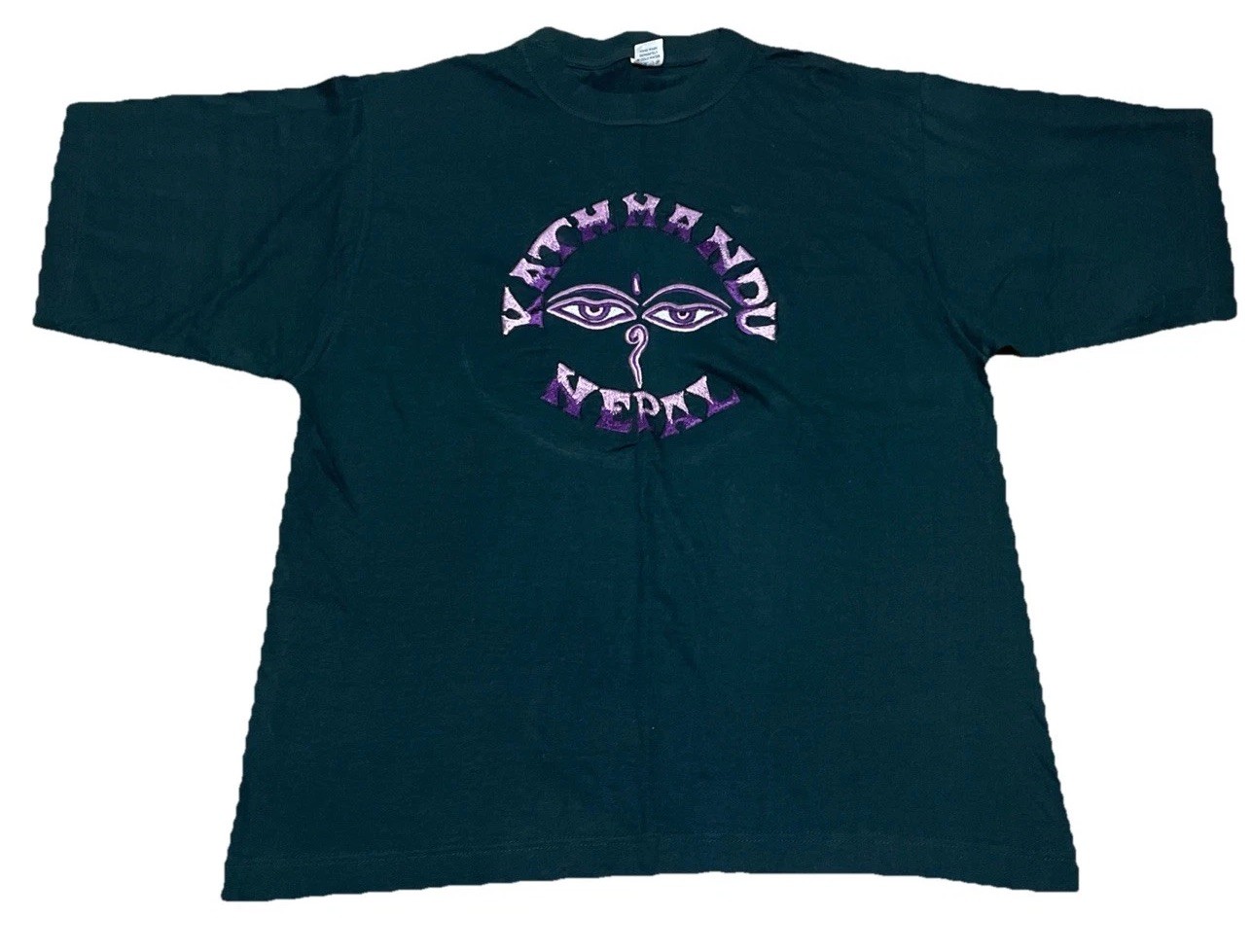 Vintage Kathmandu Mt. Everest Nepal T Shirt Size XL 48 Ti Tex Embroidered
