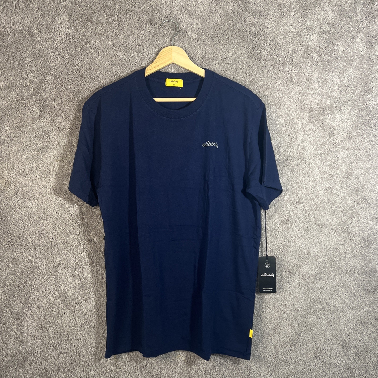 Allbirds Allgood Cotton Short Sleeve T-Shirt Mens Medium Deep Navy Logo Tee Eco