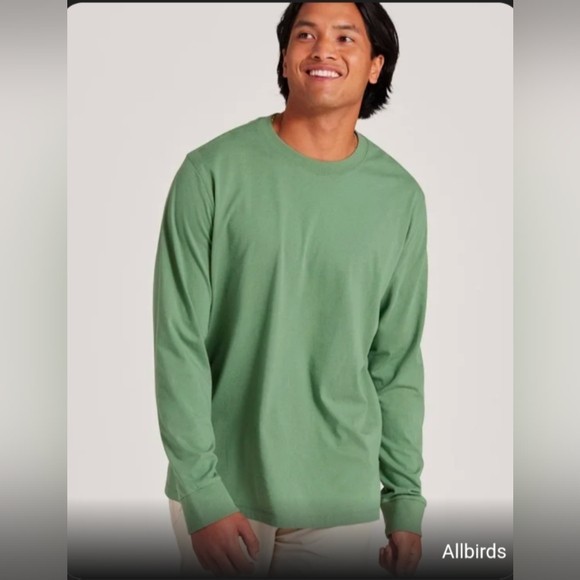 NWT Allbirds Cotton Long Sleeve Tee Hazy Cargo Green size Small