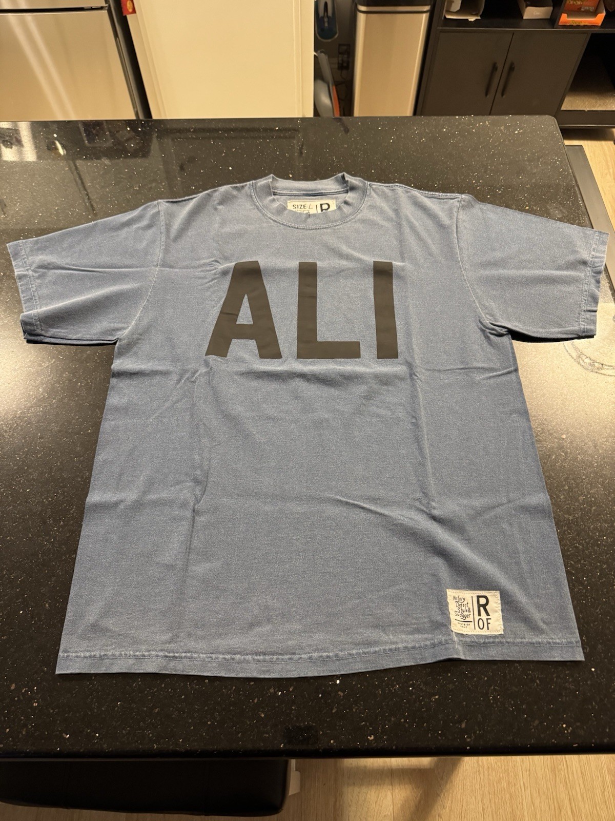 Roots Of Fight Muhammad Ali Oversized Heavyweight T-Shirt Denim Blue Large