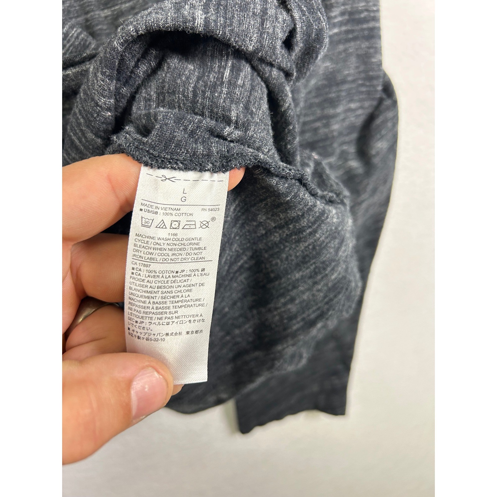 Banana Republic Henley Men Large Charcoal Gray Long Sleeve Cotton Vintage Shirt