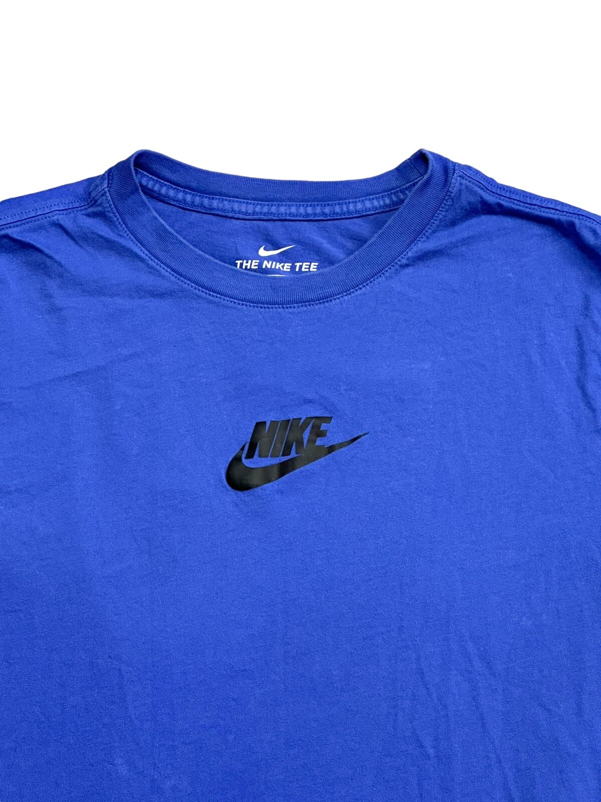 The Nike Tee Long Sleeve Just Do It 2 Sided Logo Ribbed Cuffs SMALL Royal Blue