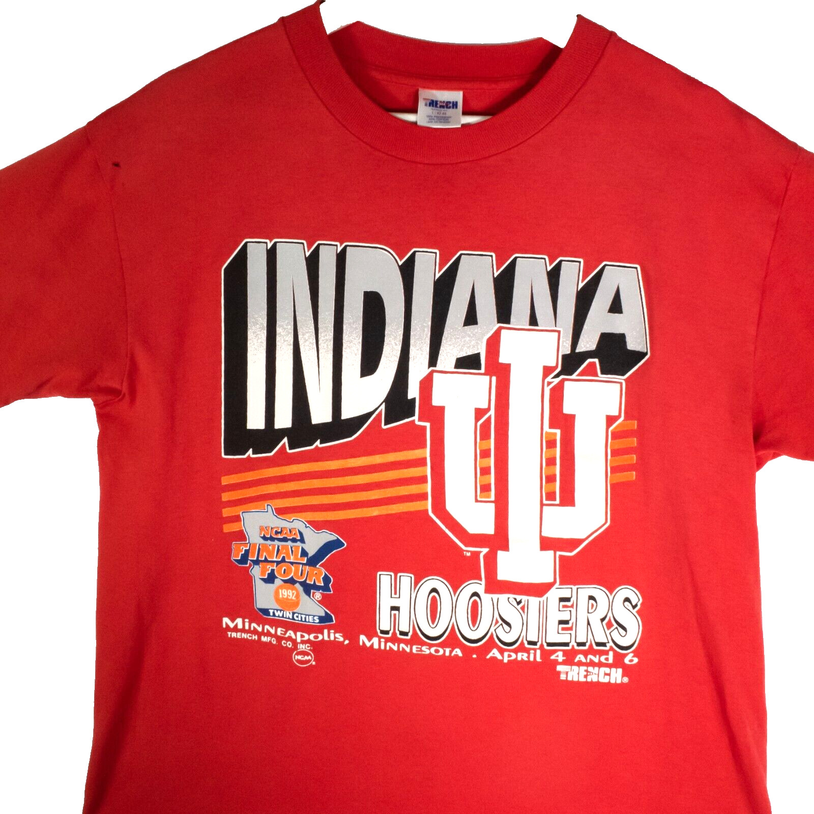 Vintage 90s Indiana Hoosiers Shirt Large 1992 NCAA Final Four Single Stitch