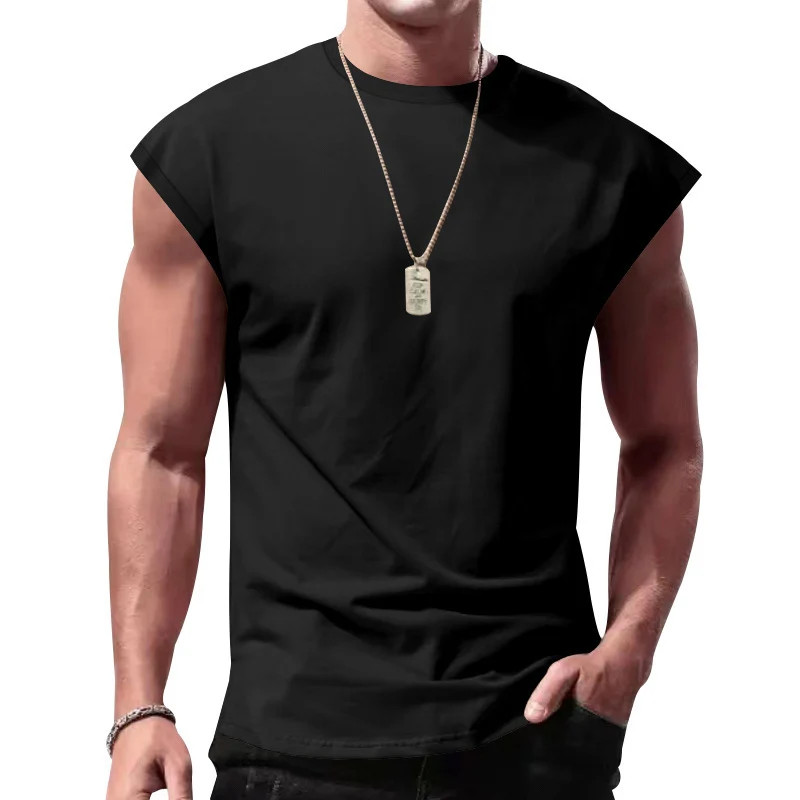 Men&rsquo;s Loose Short Sleeve T-Shirt round Neck Sleeveless Casual Breathable Summer