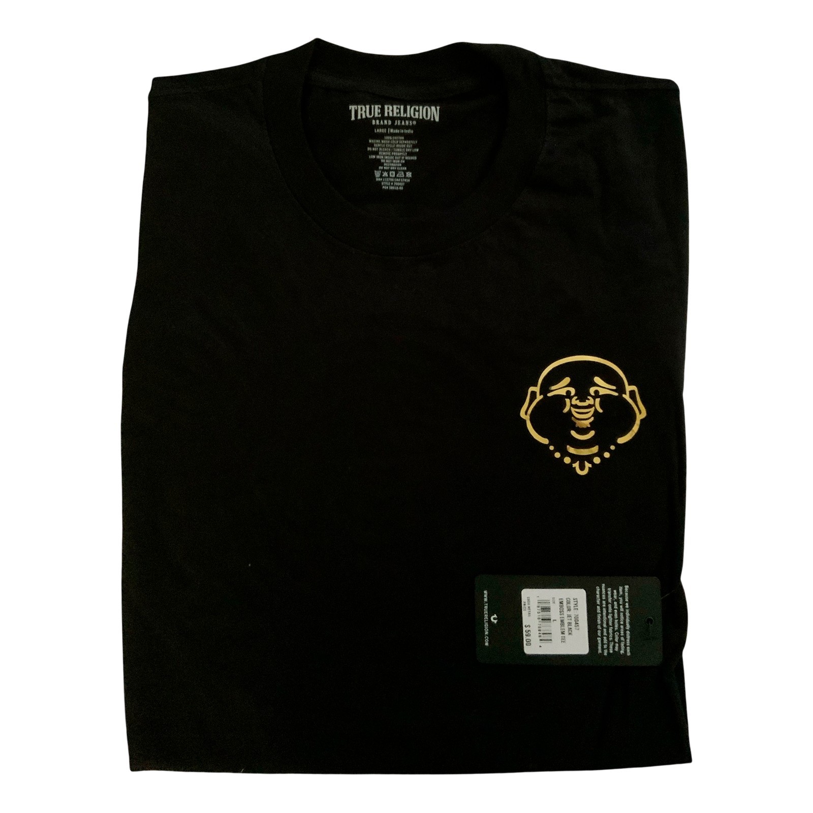 NWT TRUE RELIGION MSRP $59.99 MENS BLACK CREW NECK SHORT SLEEVE T-SHIRT M L XL