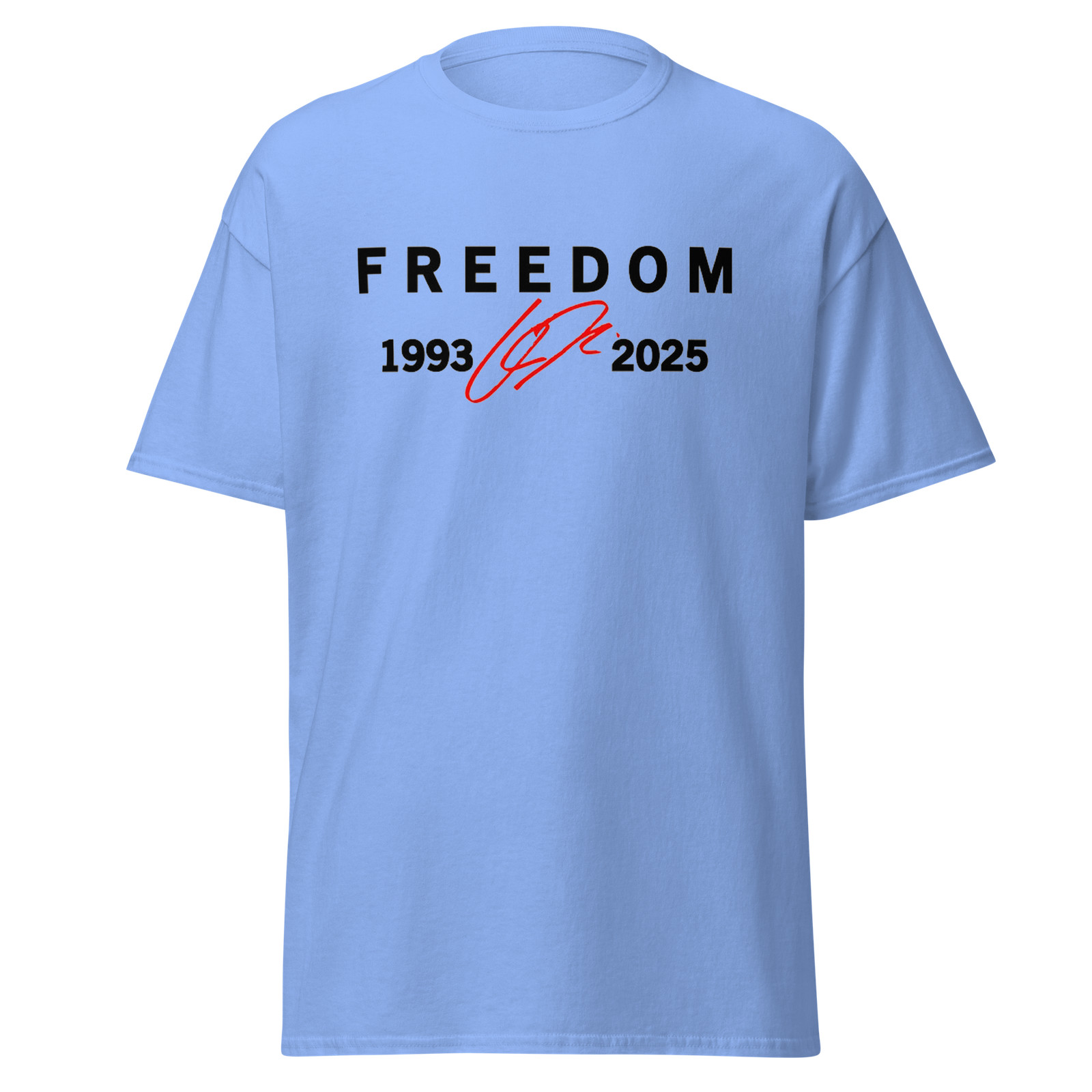 Freedom Charlie Kirk Red Signature 1993-2025 Tribute Signed MAGA T-Shirt