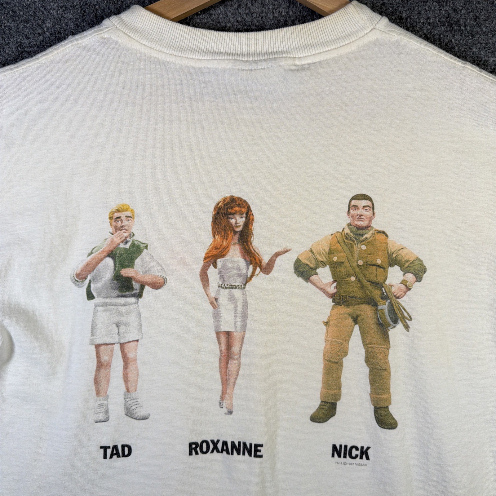 Vintage Nissan Shirt Mens Large White 90s Car Brand Promo Dolls Barbie Desantis