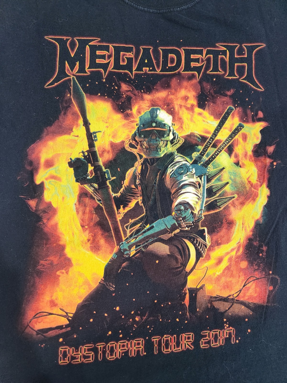 Megadeth Dystopia World Tour 2017 Graphic Tee Adult Size M Concert T-Shirt Used