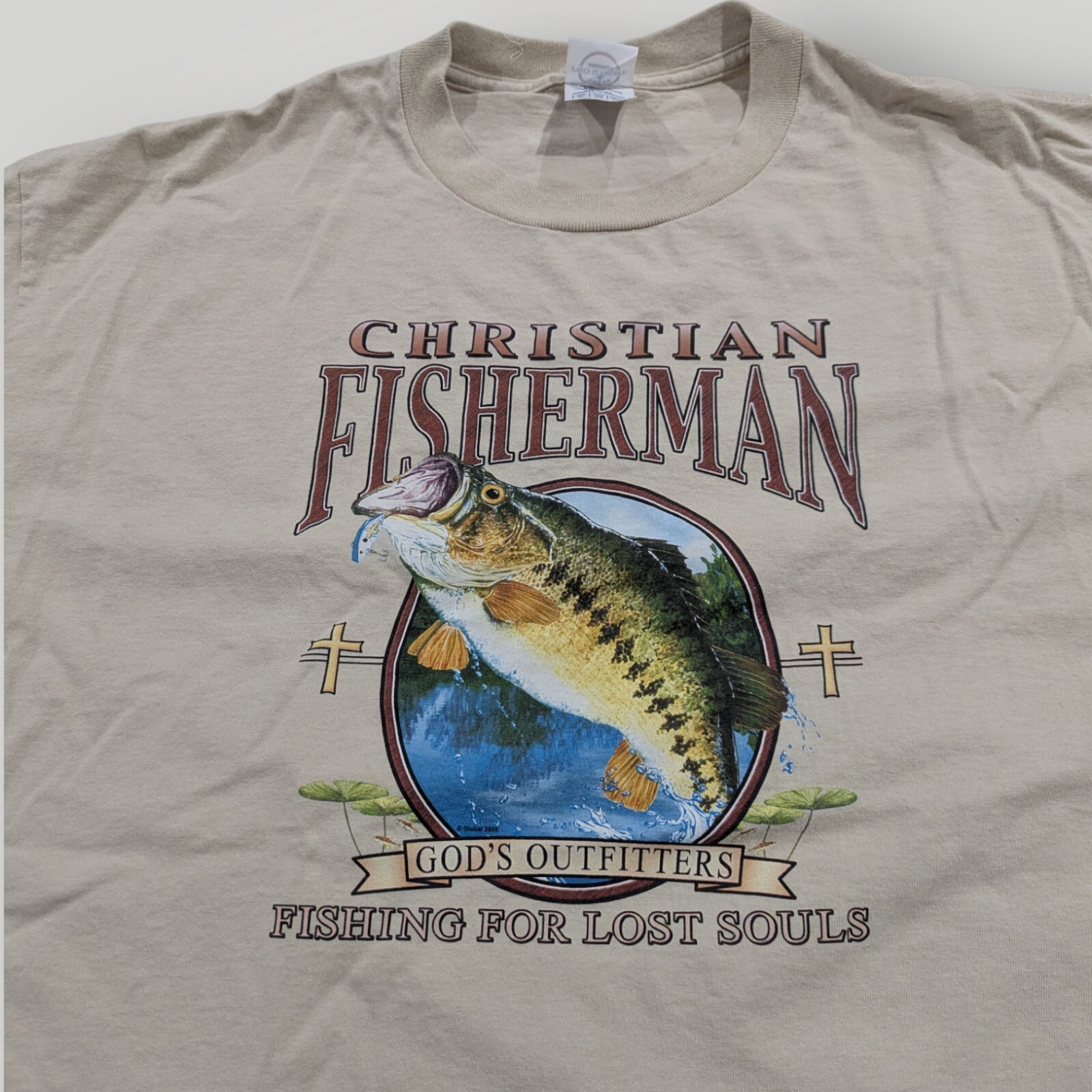 Christian Fisherman Men&rsquo;s XL Tan 100% Cotton T Shirt God&rsquo;s Outfitters