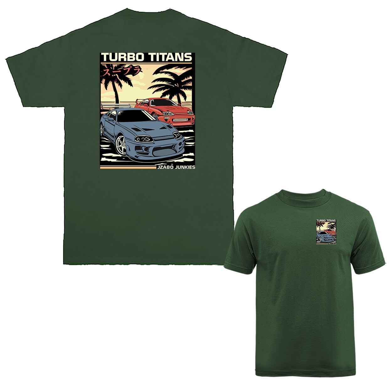 Fast and Furious Two Cars Imported Tuned Custom JDM Sports Car T-shirt
