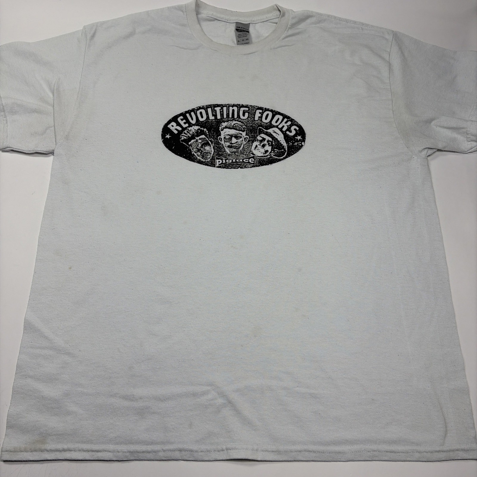 Pigface Revolting Cocks Fooks Band Logo size XL White T Shirt Rare Industrial