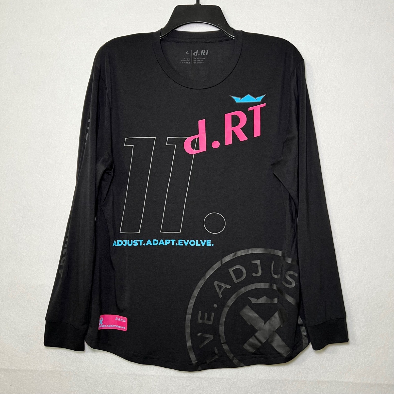 d.RT Adjust Adapt Evolve Men CyberPunk Y2K Street Black Long Sleeve Tee Size 4