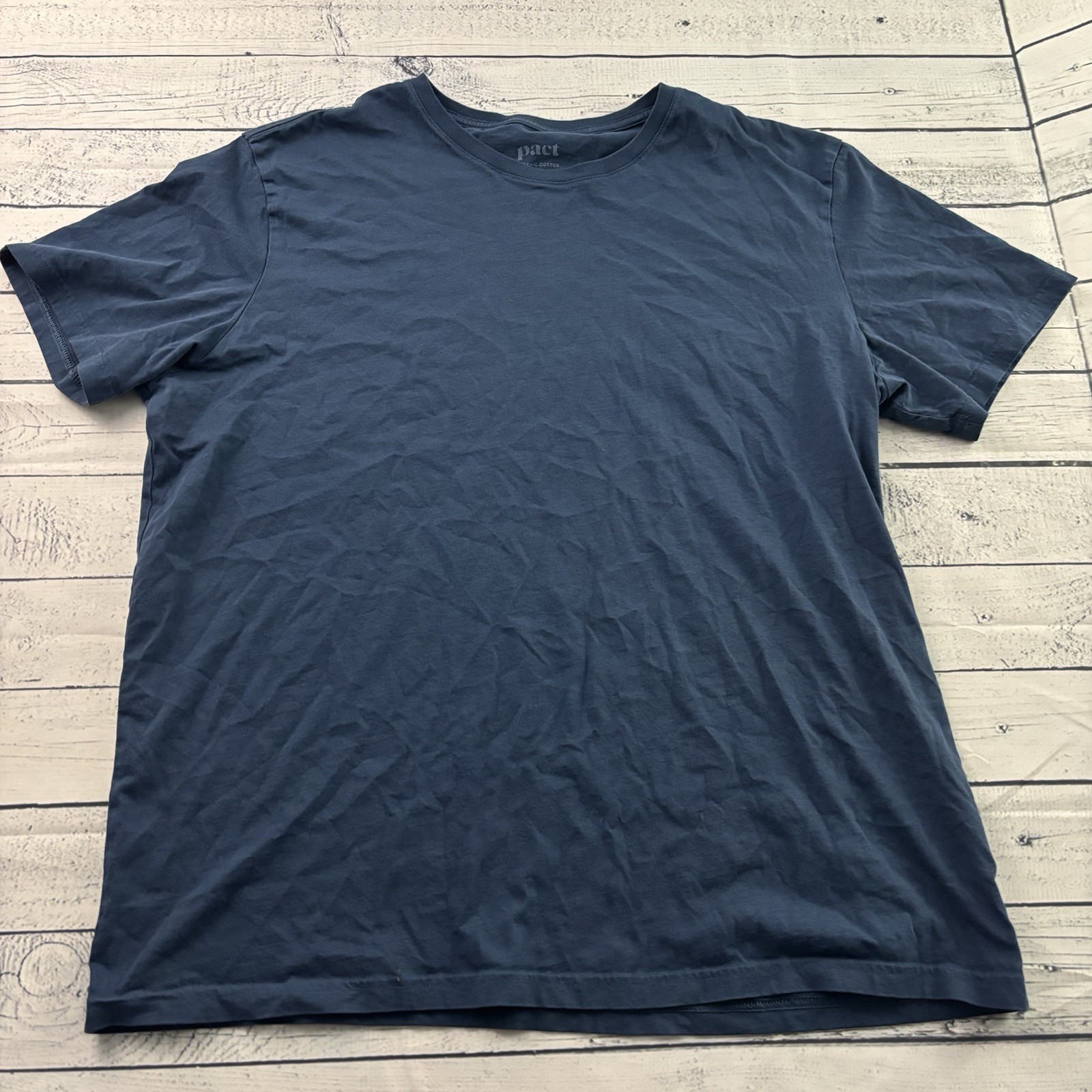 Pact Organic Cotton Short Sleeve Blank T Shirt Men&rsquo;s Large Blue