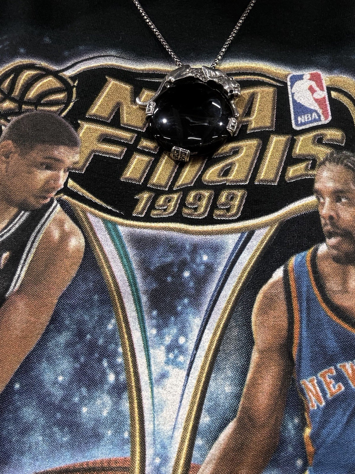 Vintage 1999 Pro Player NBA Finals NY Knicks San Antonio Spurs Tee Sz. 2X Black