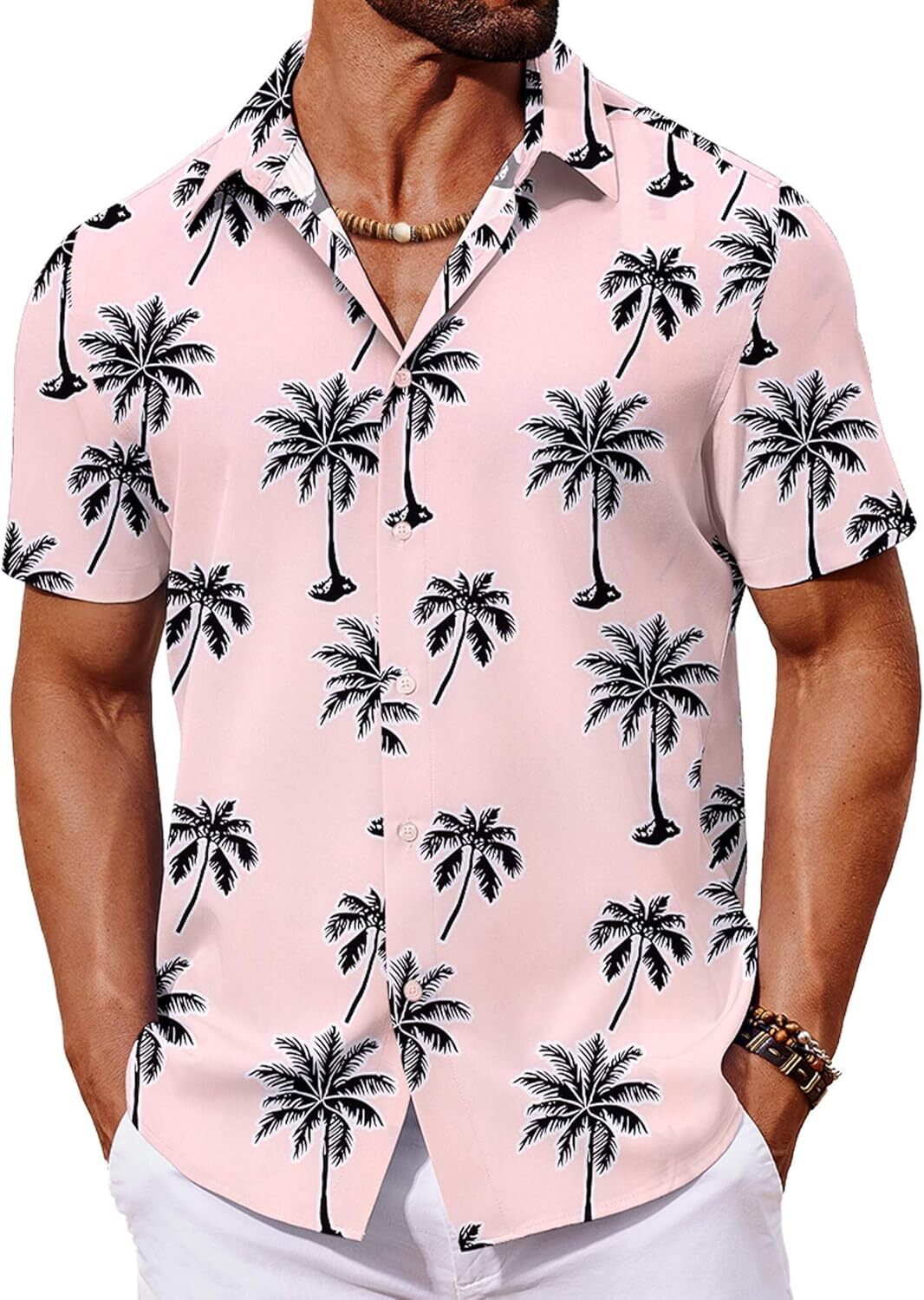 Mens Hawaiian Shirt Tropical Floral Short Sleeve Button Down Summer Beach Casual