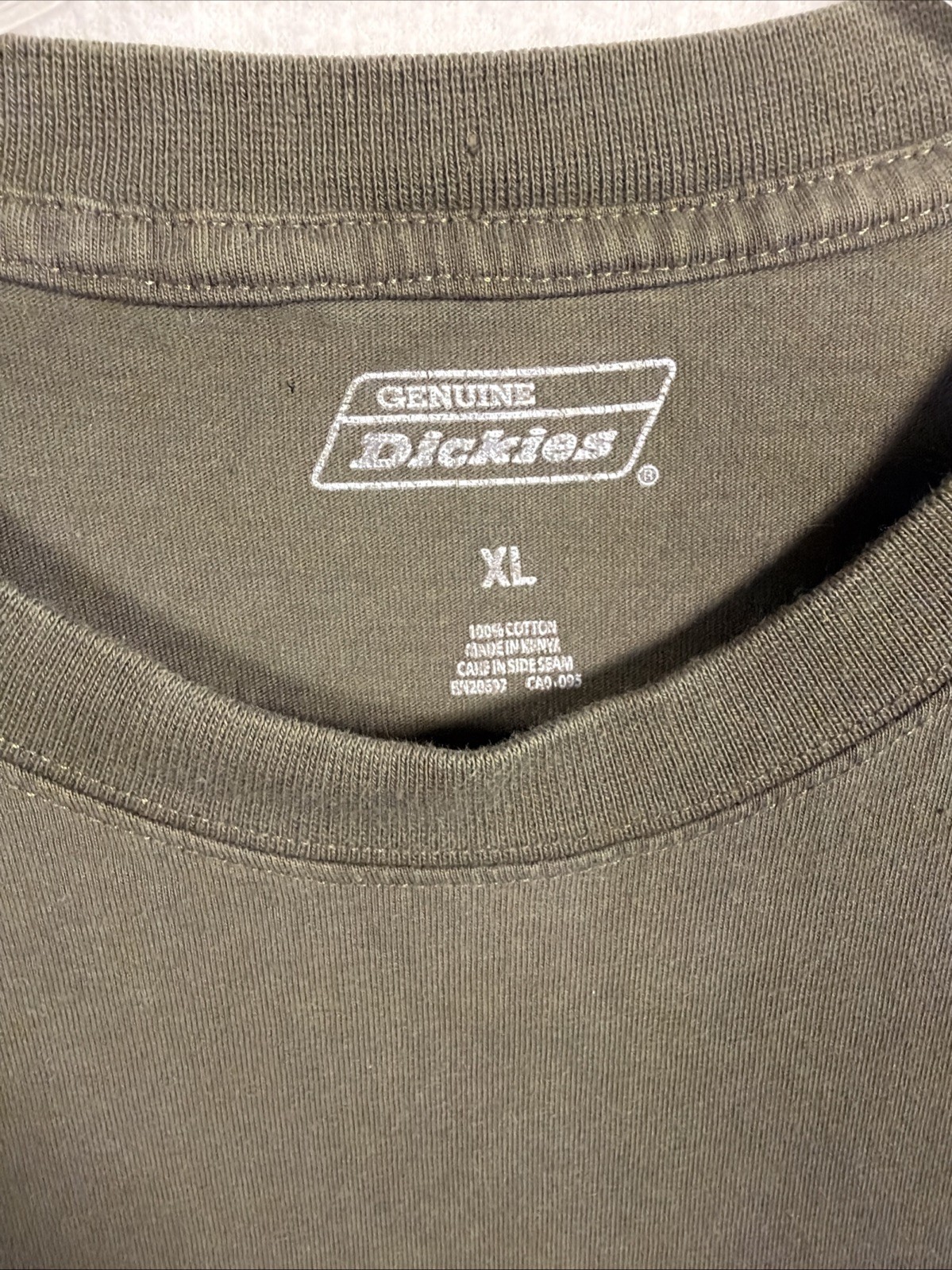 Dickies Mens XL Olive Green Short Sleeve Pocket Genuine T-Shirt Cotton