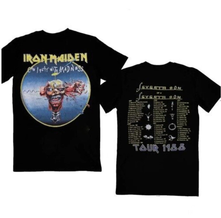 Vintage 1988 Iron Maiden Madness Tour Shirt – Black Heavy Metal Band Tee