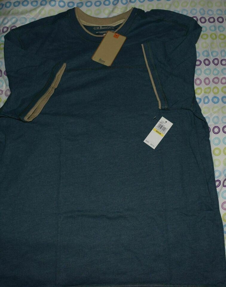 G.H. Bass & Co. Men&rsquo;s Piece Heathered T Shirt Indian Teal Heather Size Medium 👍