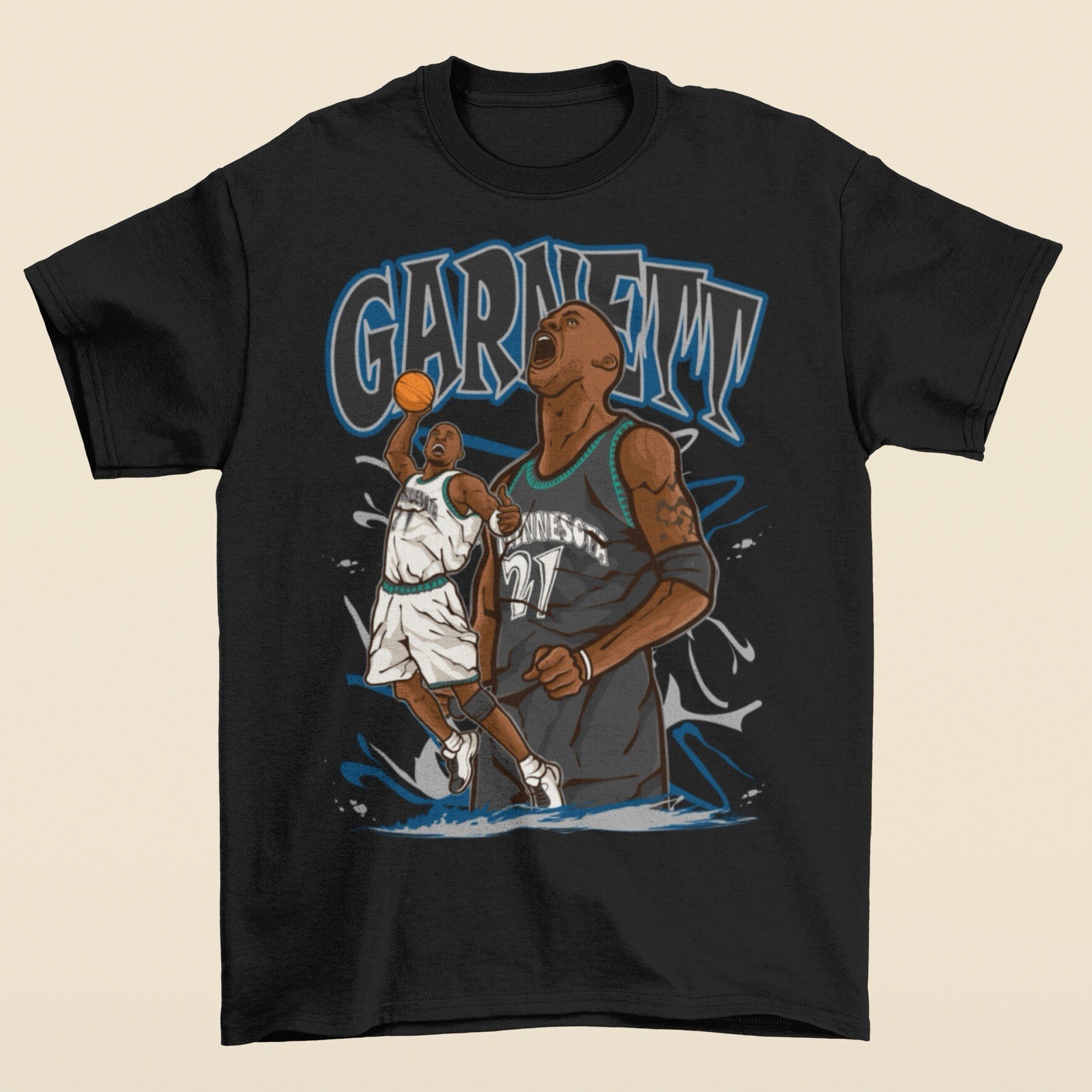 Kevin Garnett Cartoon Style Minnesota Basketball T-Shirt