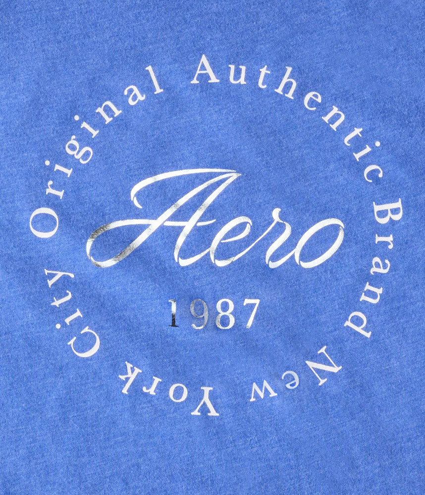 Aeropostale Aero Circle Foil Graphic Tee Women&rsquo;s S Blue Slim Fit Crew Style 7161