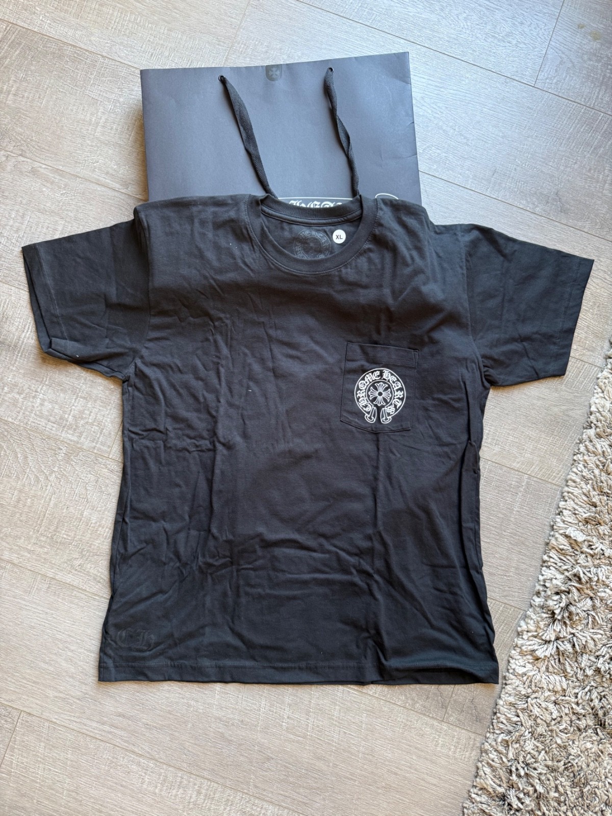New Chrome Hearts Honolulu Exclusive Horseshoe Logo Pocket T-Shirt Black XL