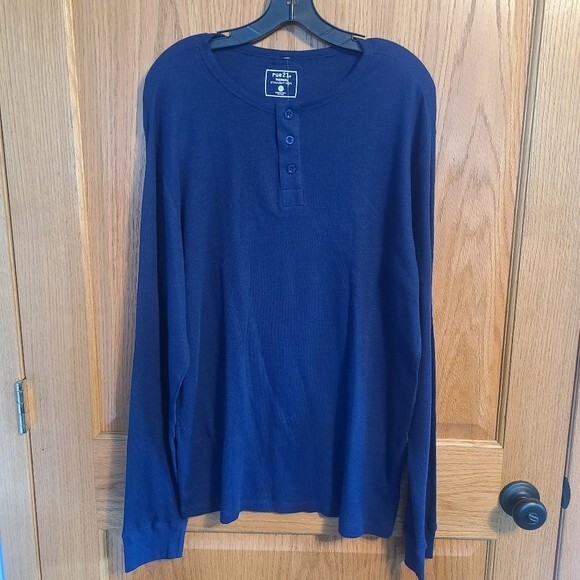 Rue21 Men&rsquo;s Straight Hem Thermal Long Sleeve Shirt Blue Size XL NWT
