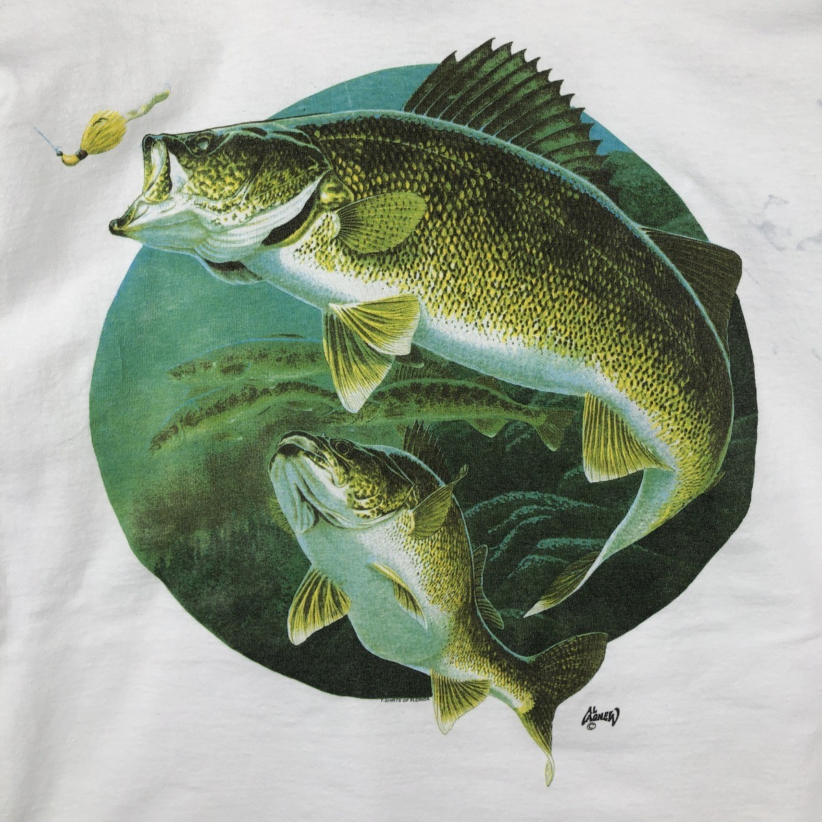 Used 90&rsquo;S TSFORIGINALS fish print animal t-shirt made in USA men&rsquo;s size XXL …